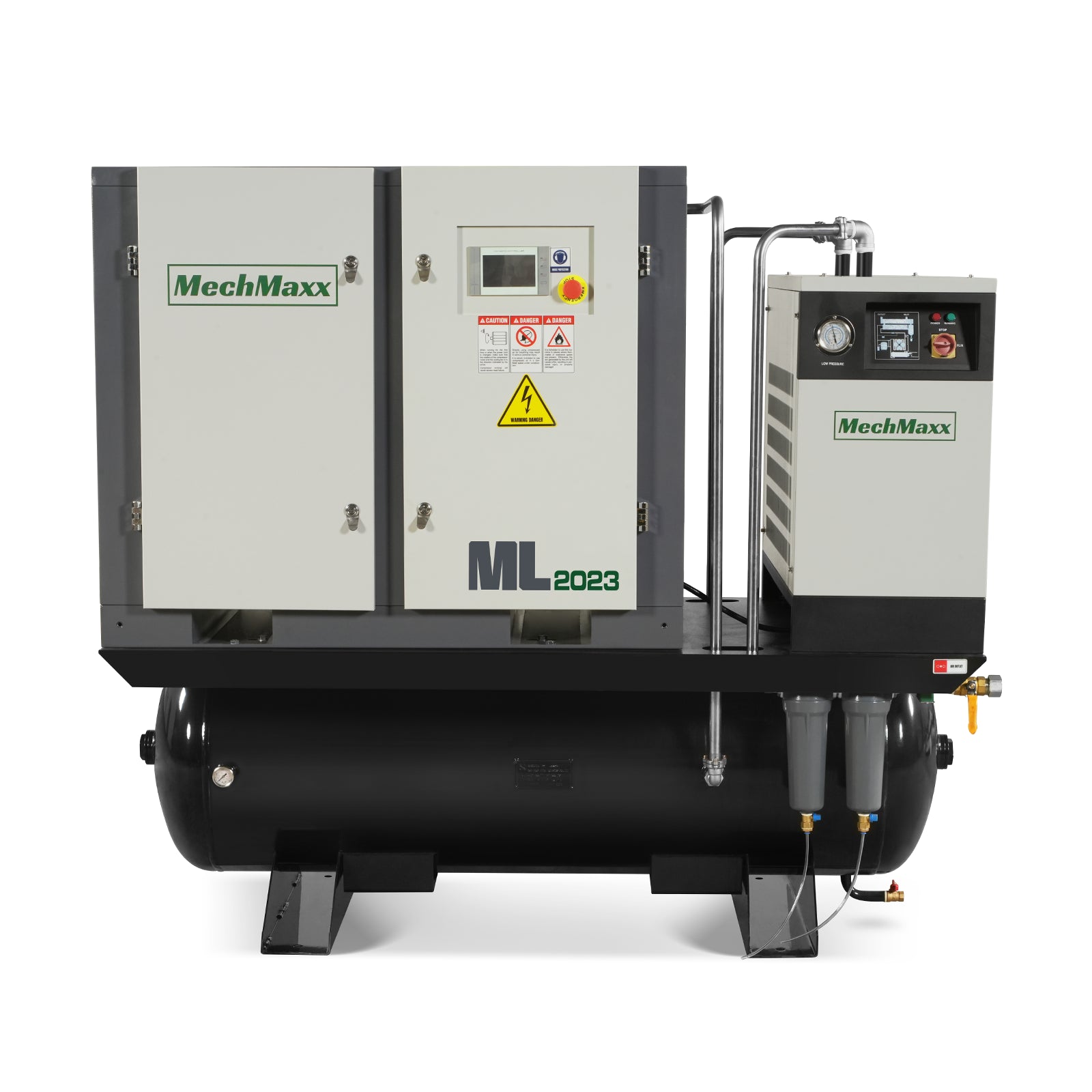20HP Combined Rotary Screw Air Compressor with Dryer & 105-Gal ASME Tank | 78 CFM, 116 PSI, 230V 3-Phase – Industrial Grade