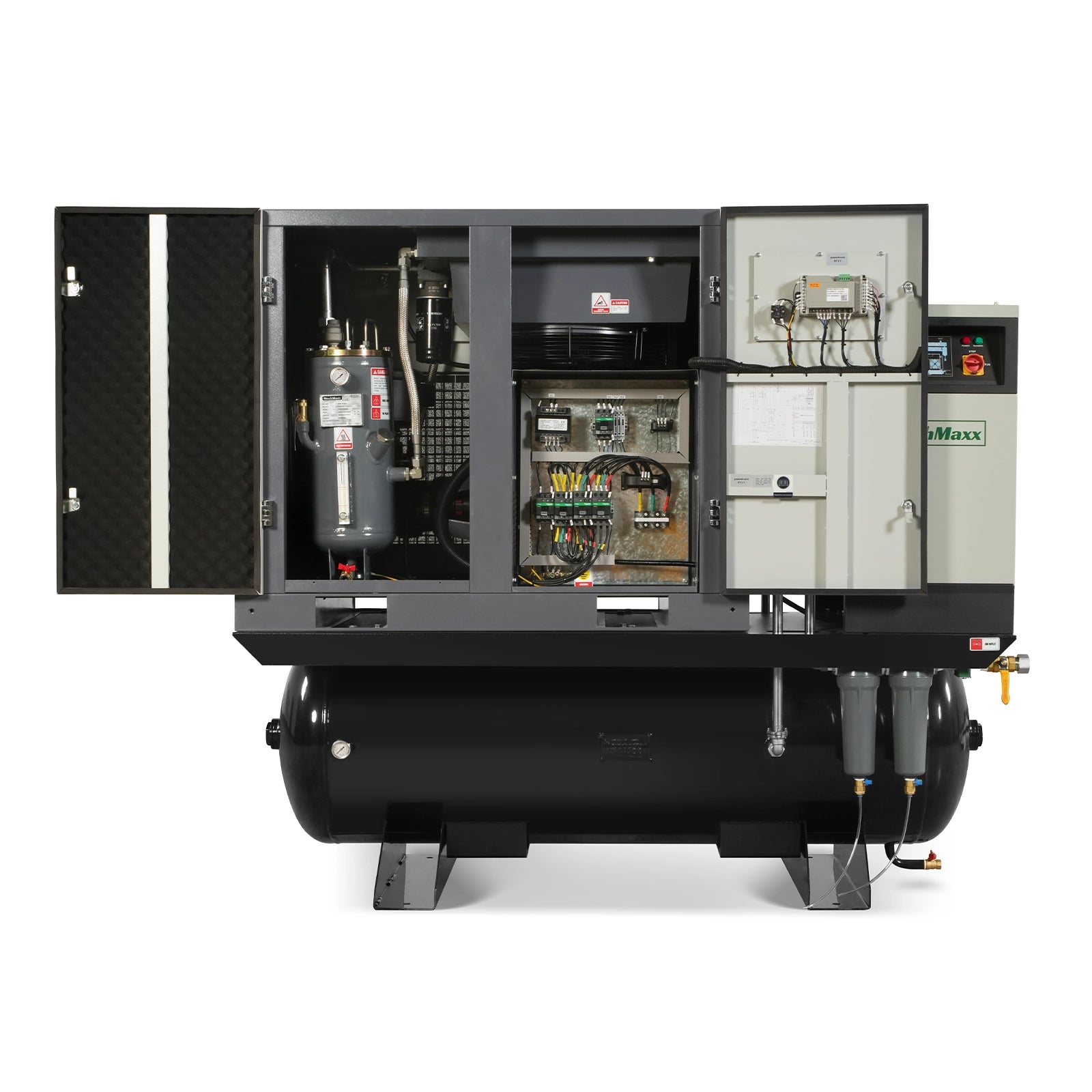 20HP Combined Rotary Screw Air Compressor with Dryer & 105-Gal ASME Tank | 78 CFM, 116 PSI, 460V 3-Phase – Industrial Grade