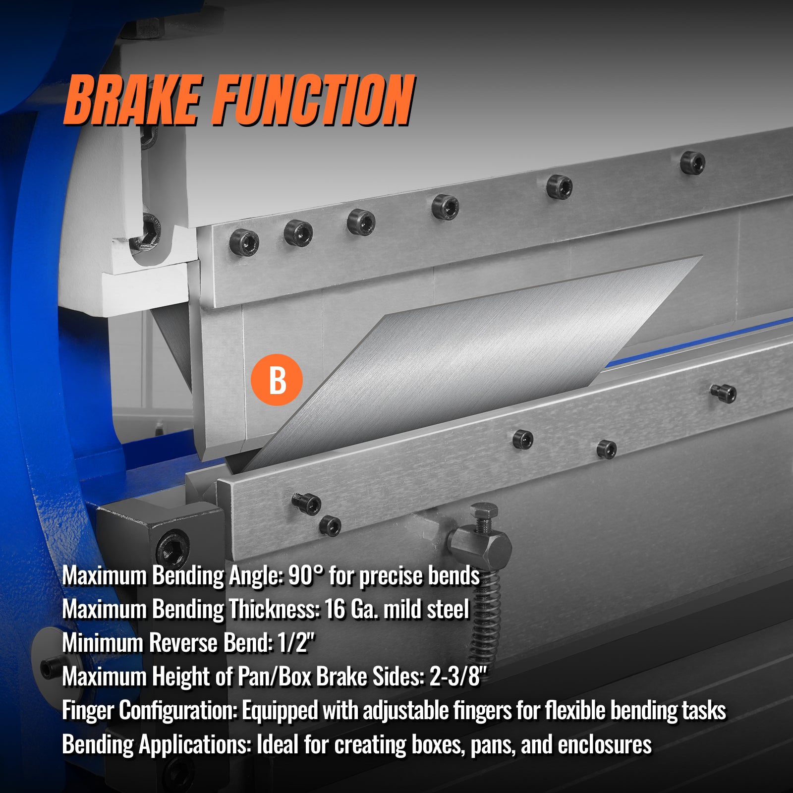 52-inch 3-in-1 Heavy Duty Pan and Box Brake – Slip Roll, Shear, Bending Machine for Sheet Metal, 16 Gauge Mild Steel, Adjustable Fingers, Heavy Duty, Metalworking, Fabrication, Rolling, Bending