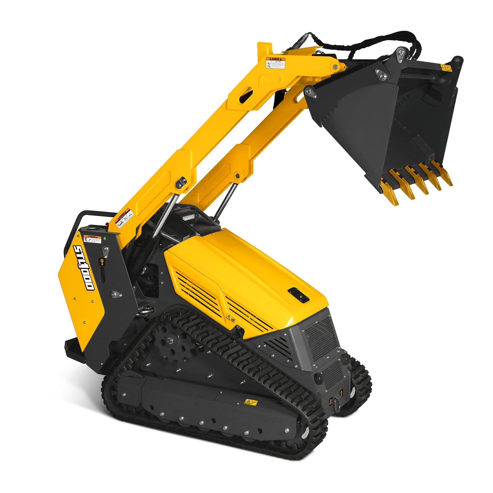 Mini Skid Steer Stand On Compact Track Loader ( 4 in 1 bucket included ) with 25HP KUBOTA D1105 Diesel Engine, Common Industry Interface (CII), CROBA STL1000