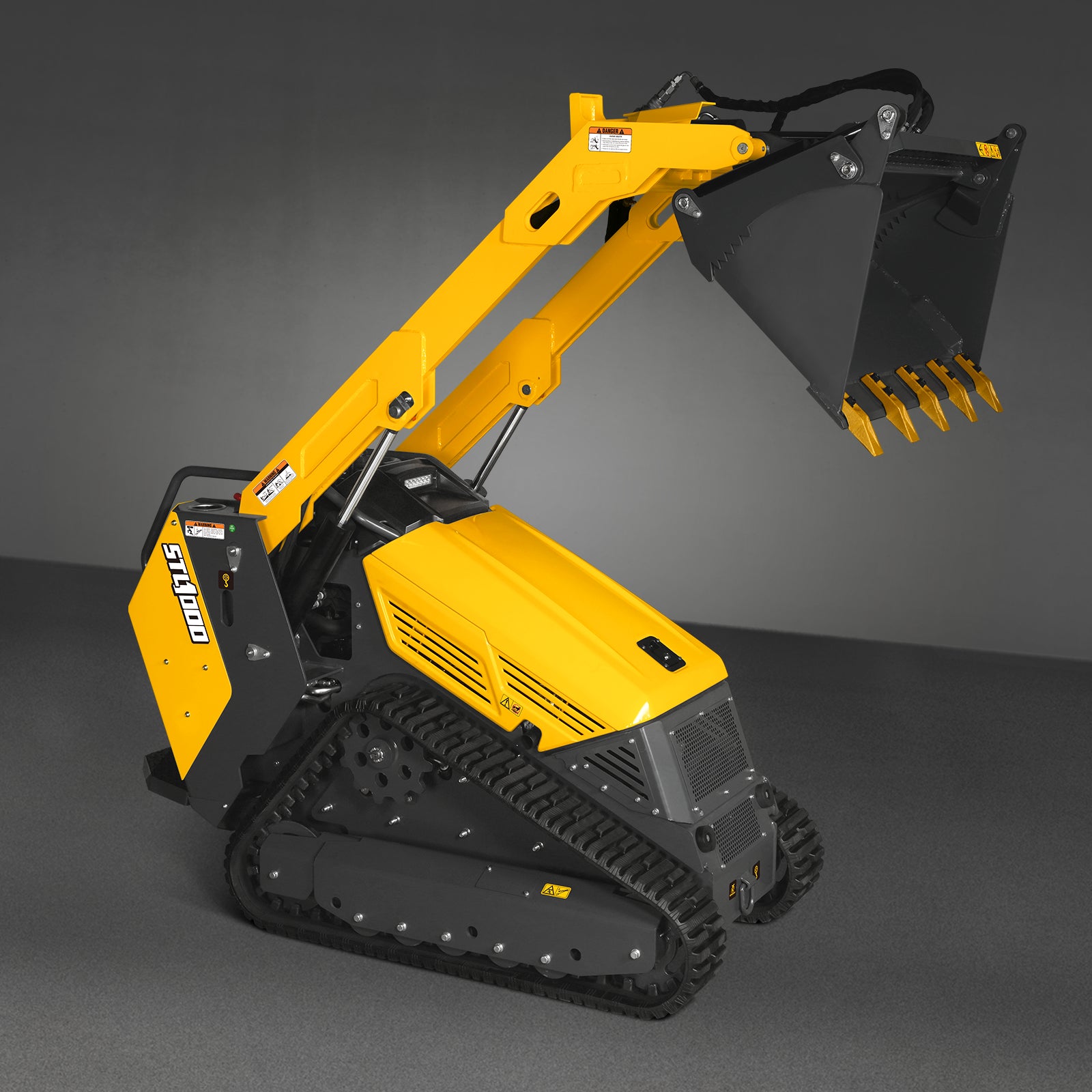Mini Skid Steer Stand On Compact Track Loader ( 4 in 1 bucket included ) with 25HP KUBOTA D1105 Diesel Engine, Common Industry Interface (CII), CROBA STL1000