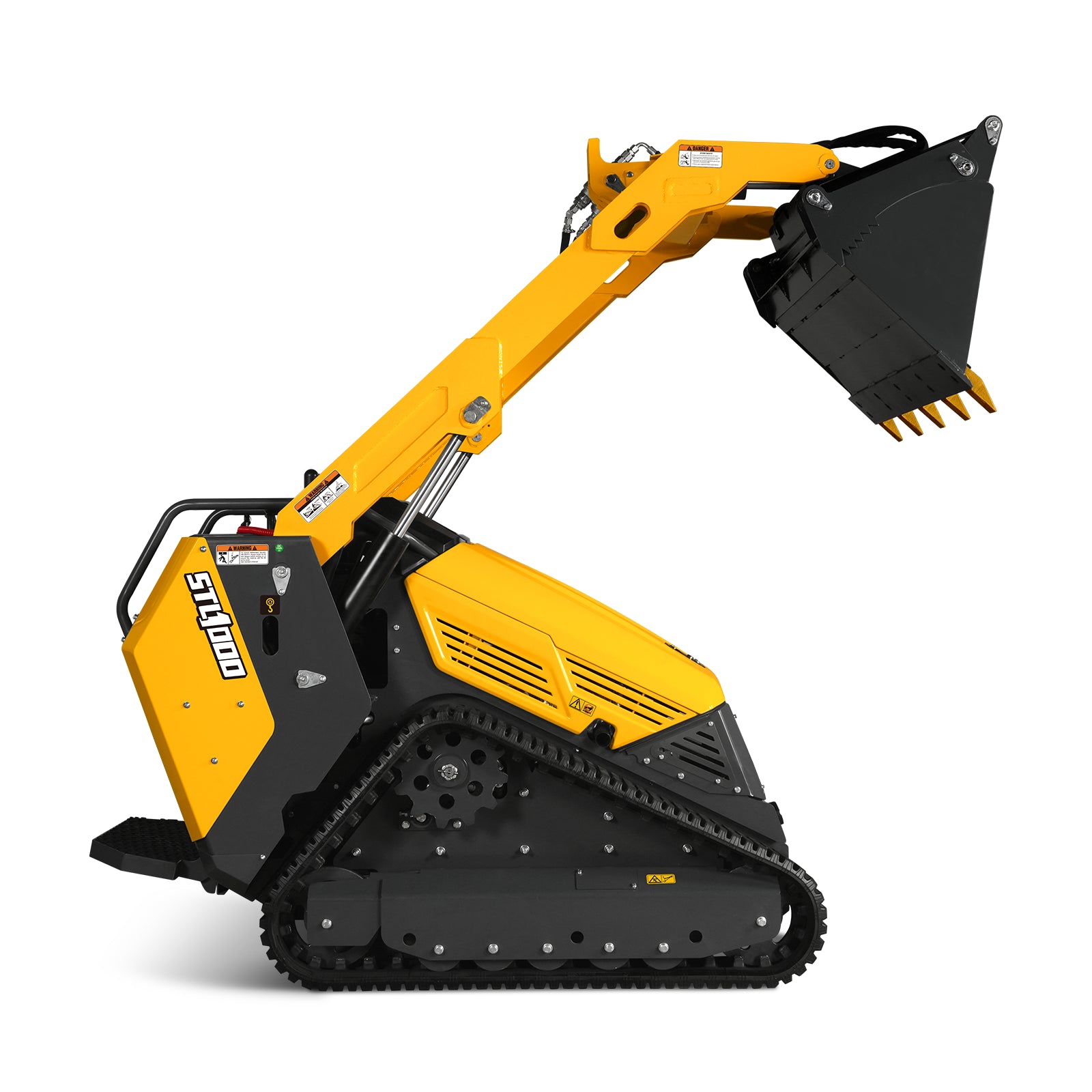 Mini Skid Steer Stand On Compact Track Loader ( 4 in 1 bucket included ) with 25HP KUBOTA D1105 Diesel Engine, Common Industry Interface (CII), CROBA STL1000