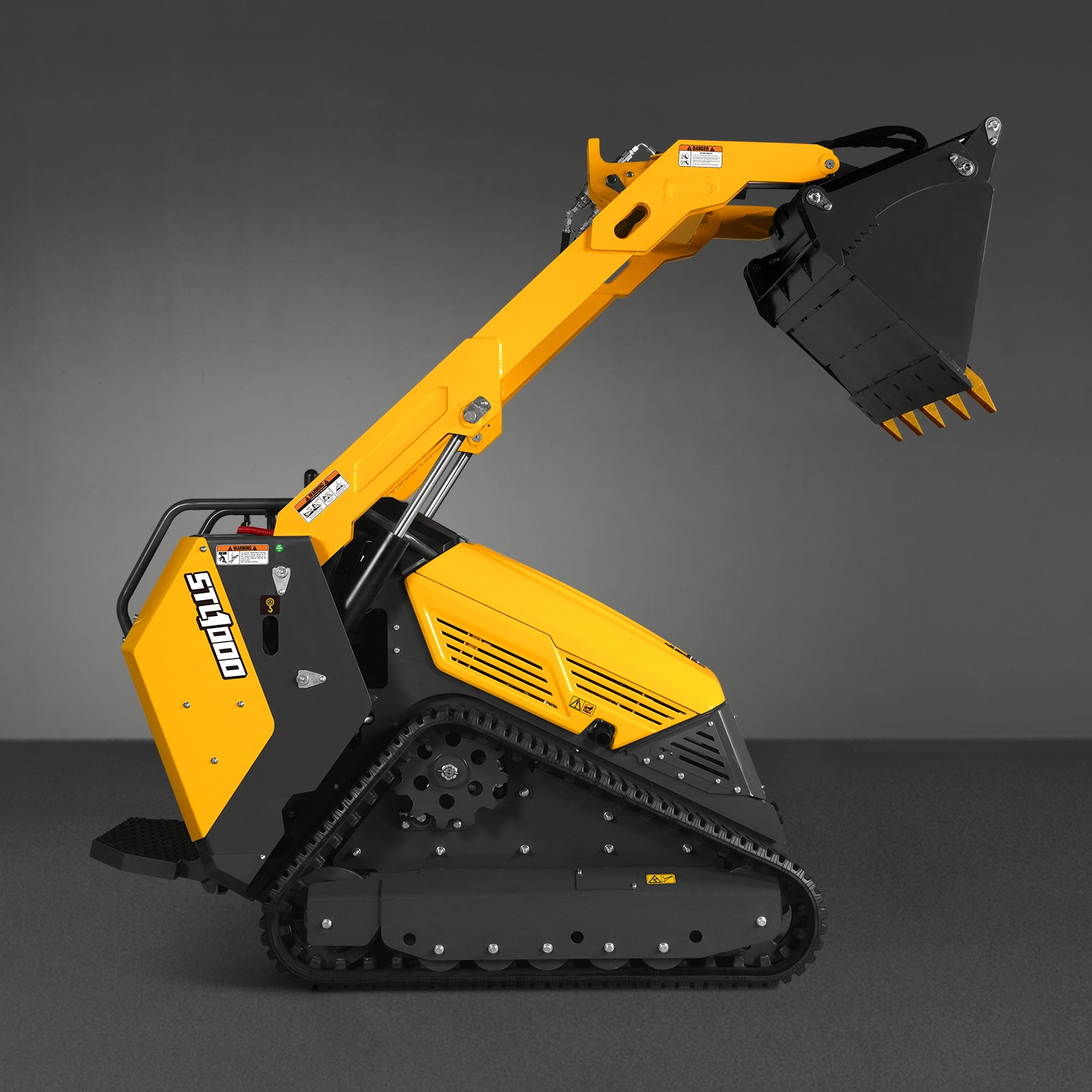Mini Skid Steer Stand On Compact Track Loader ( 4 in 1 bucket included ) with 25HP KUBOTA D1105 Diesel Engine, Common Industry Interface (CII), CROBA STL1000
