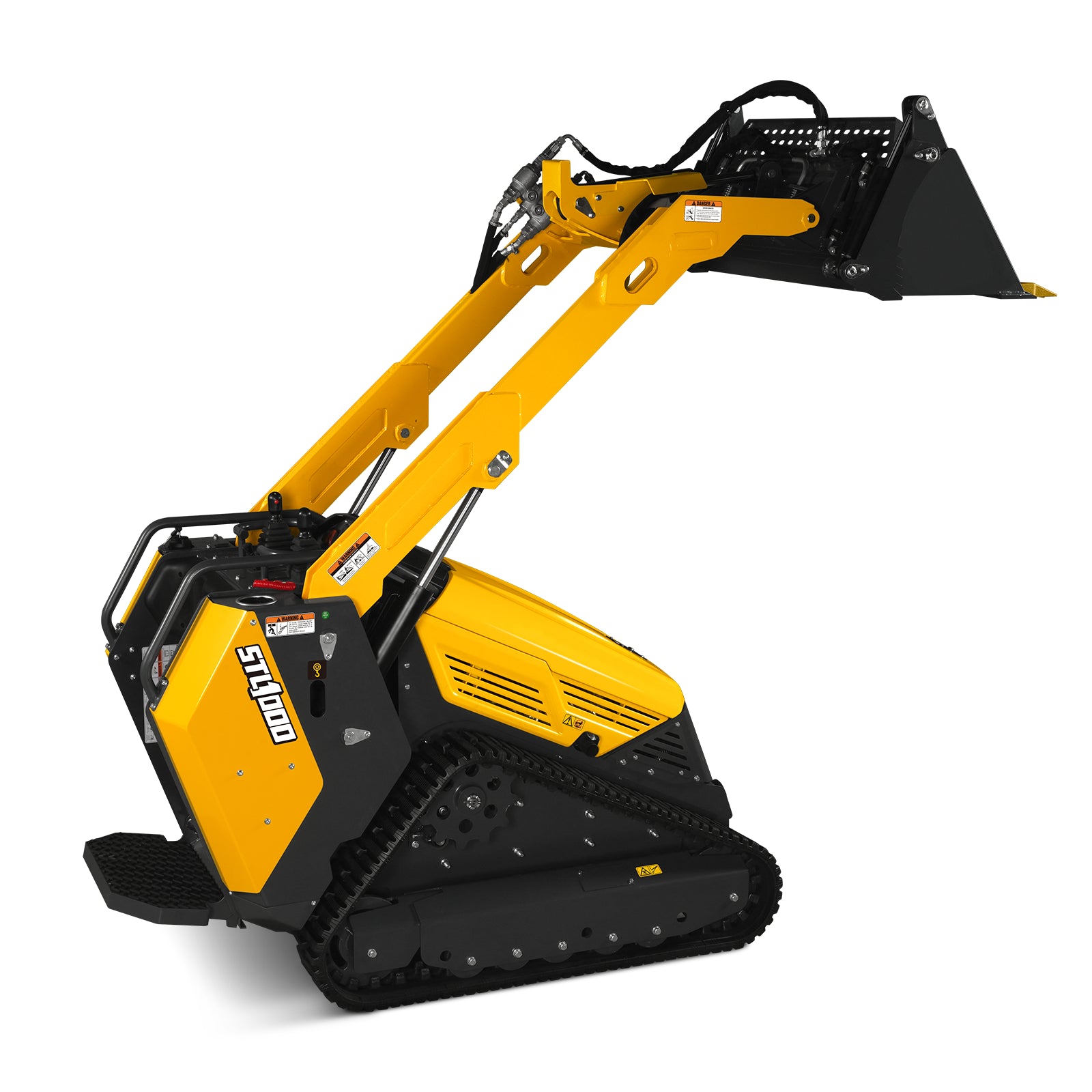 Mini Skid Steer Stand On Compact Track Loader ( 4 in 1 bucket included ) with 25HP KUBOTA D1105 Diesel Engine, Common Industry Interface (CII), CROBA STL1000