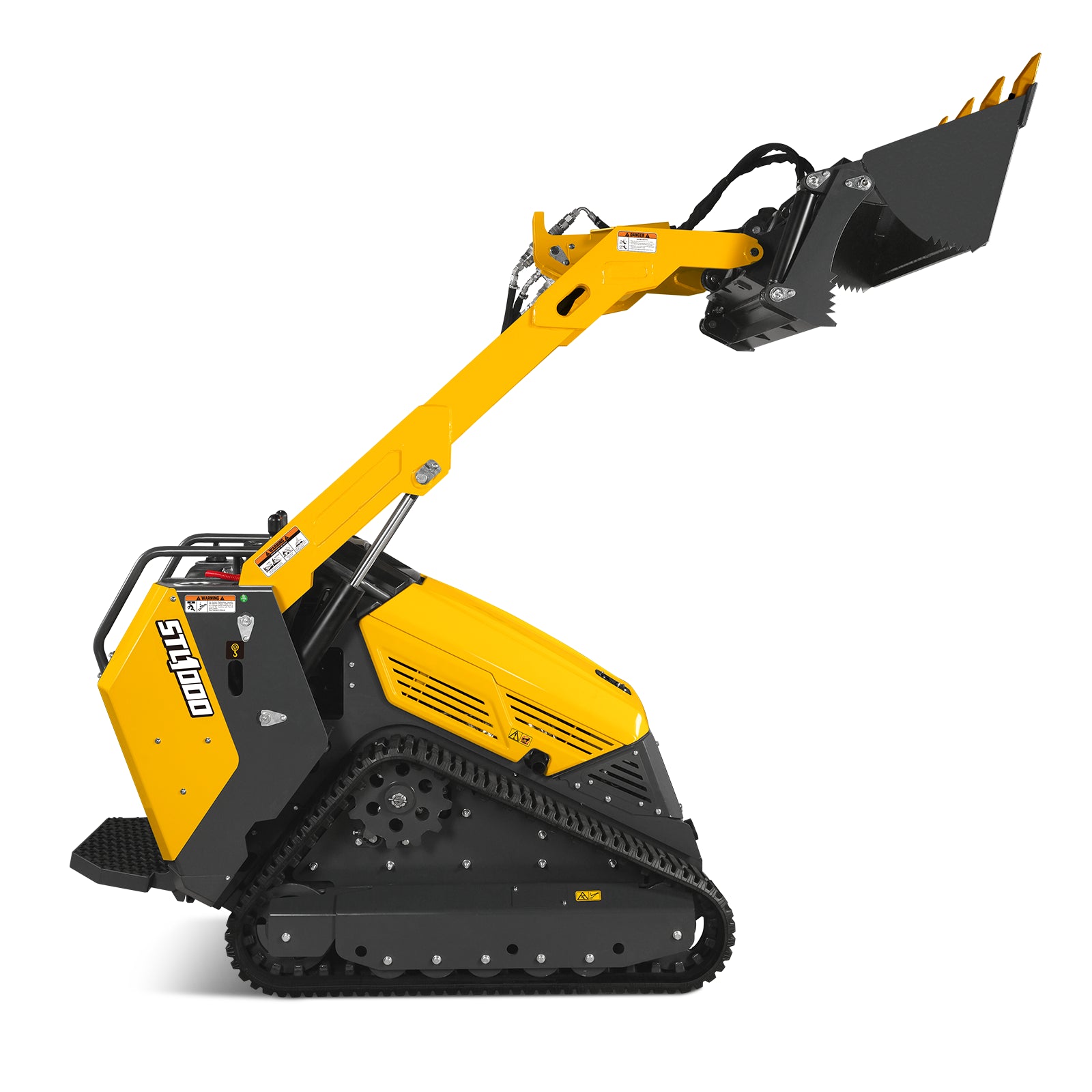 Mini Skid Steer Stand On Compact Track Loader ( 4 in 1 bucket included ) with 25HP KUBOTA D1105 Diesel Engine, Common Industry Interface (CII), CROBA STL1000