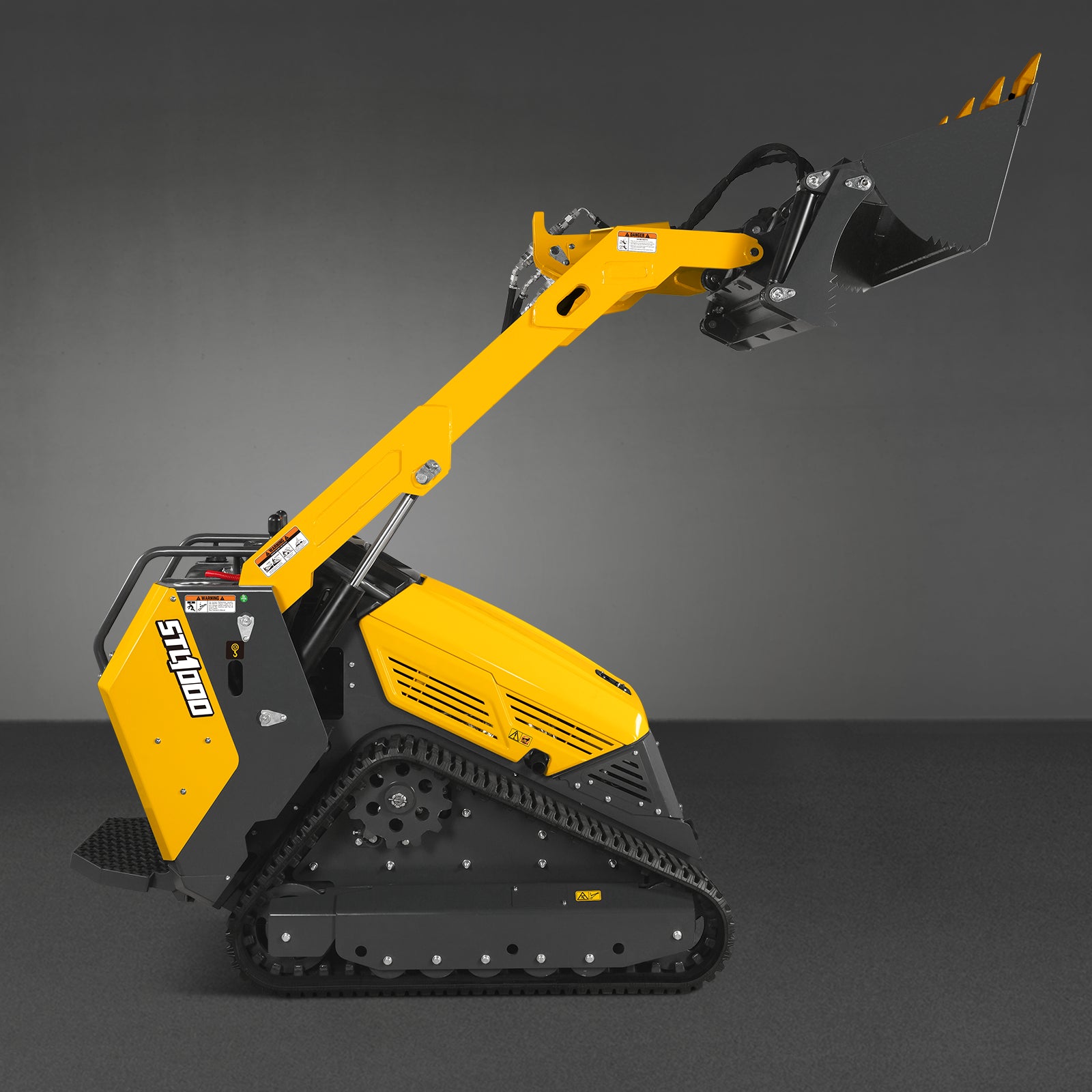Mini Skid Steer Stand On Compact Track Loader ( 4 in 1 bucket included ) with 25HP KUBOTA D1105 Diesel Engine, Common Industry Interface (CII), CROBA STL1000