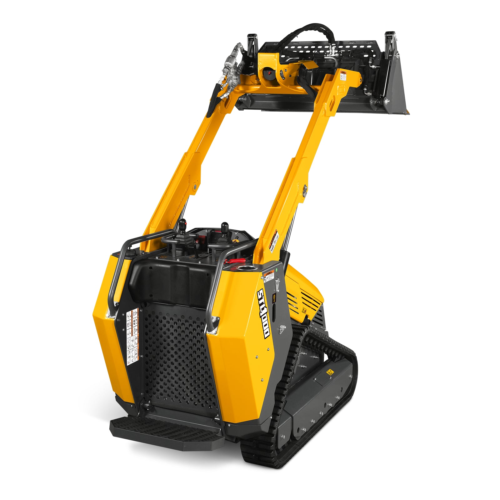 Mini Skid Steer Stand On Compact Track Loader ( 4 in 1 bucket included ) with 25HP KUBOTA D1105 Diesel Engine, Common Industry Interface (CII), CROBA STL1000