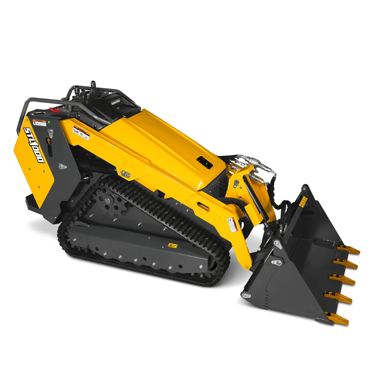 Mini Skid Steer Stand On Compact Track Loader ( 4 in 1 bucket included ) with 25HP KUBOTA D1105 Diesel Engine, Common Industry Interface (CII), CROBA STL1000