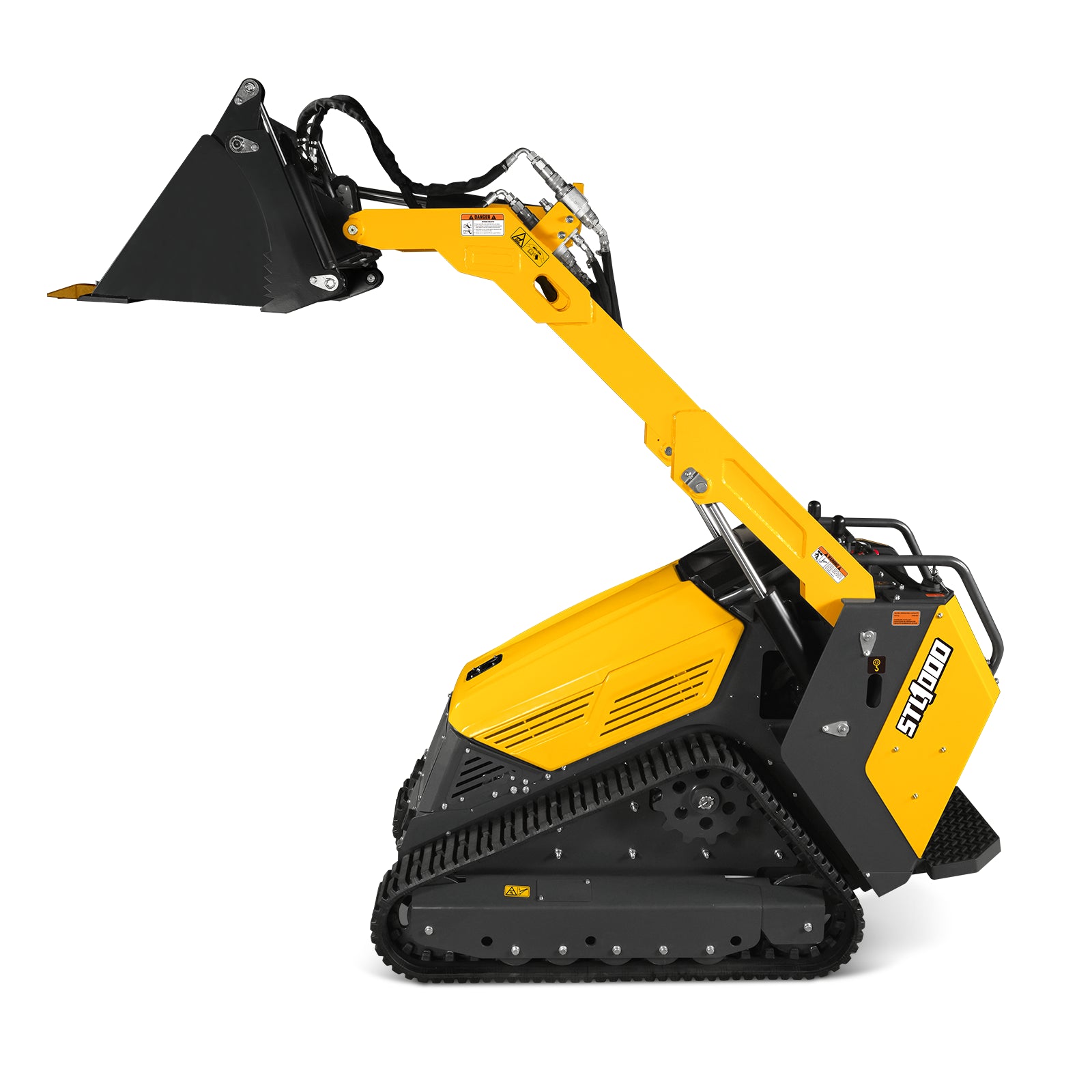 Mini Skid Steer Stand On Compact Track Loader ( 4 in 1 bucket included ) with 25HP KUBOTA D1105 Diesel Engine, Common Industry Interface (CII), CROBA STL1000