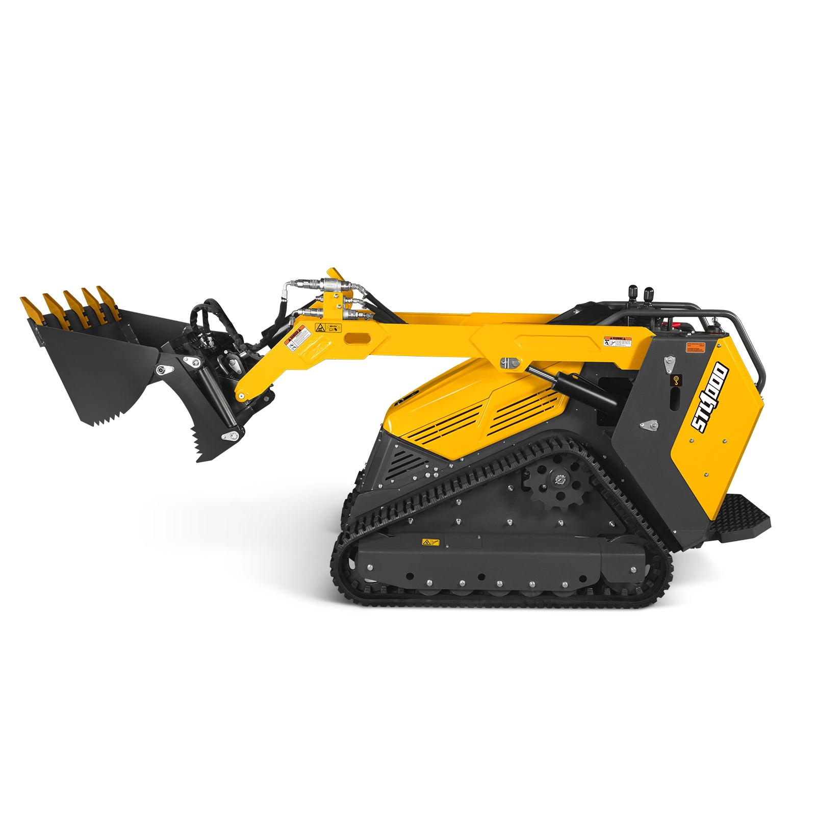 Mini Skid Steer Stand On Compact Track Loader ( 4 in 1 bucket included ) with 25HP KUBOTA D1105 Diesel Engine, Common Industry Interface (CII), CROBA STL1000