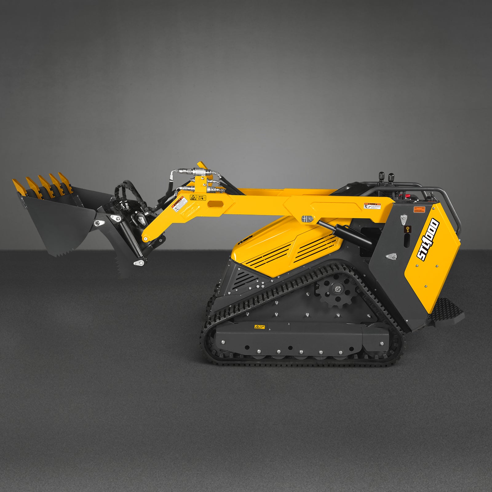 Mini Skid Steer Stand On Compact Track Loader ( 4 in 1 bucket included ) with 25HP KUBOTA D1105 Diesel Engine, Common Industry Interface (CII), CROBA STL1000