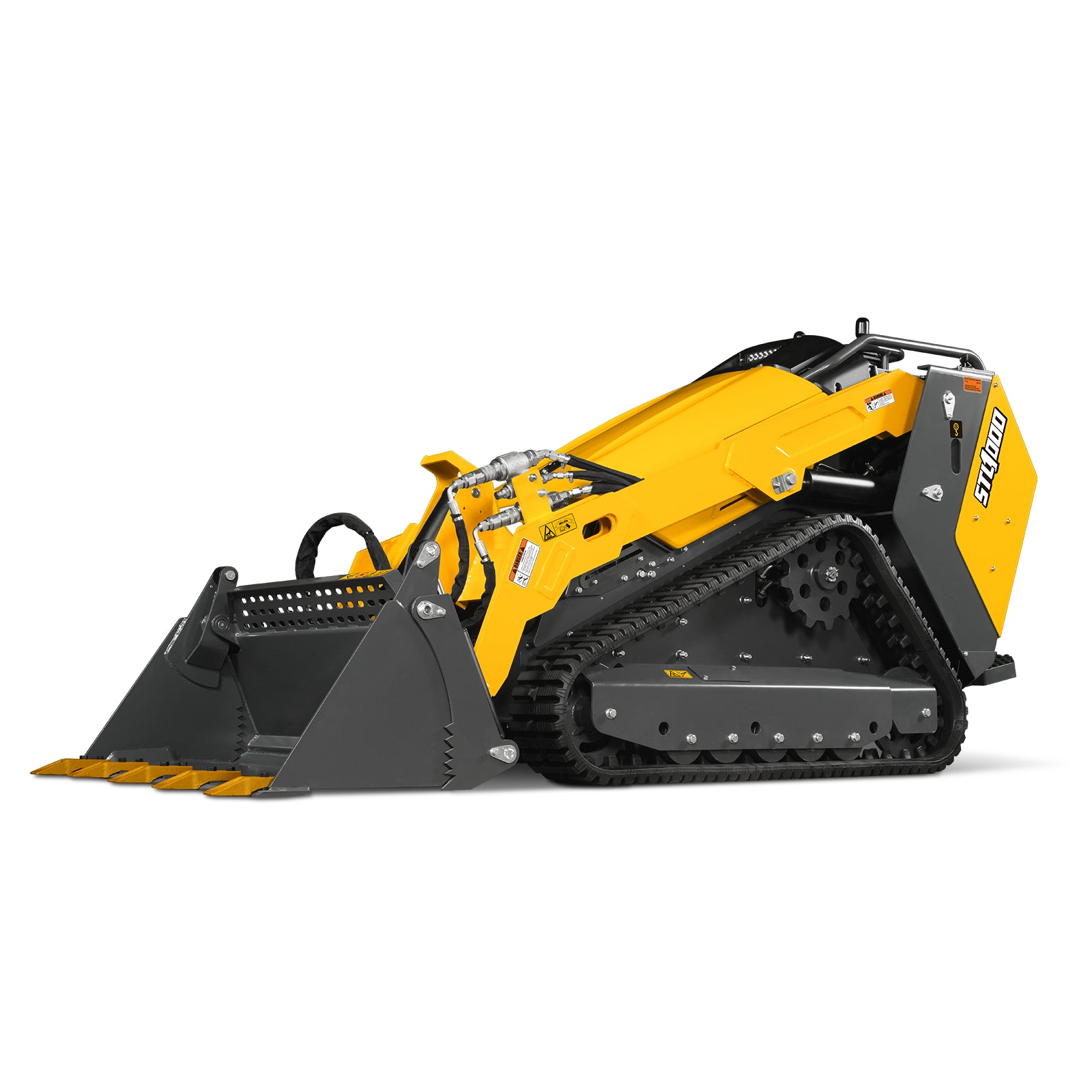 Mini Skid Steer Stand On Compact Track Loader ( 4 in 1 bucket included ) with 25HP KUBOTA D1105 Diesel Engine, Common Industry Interface (CII), CROBA STL1000