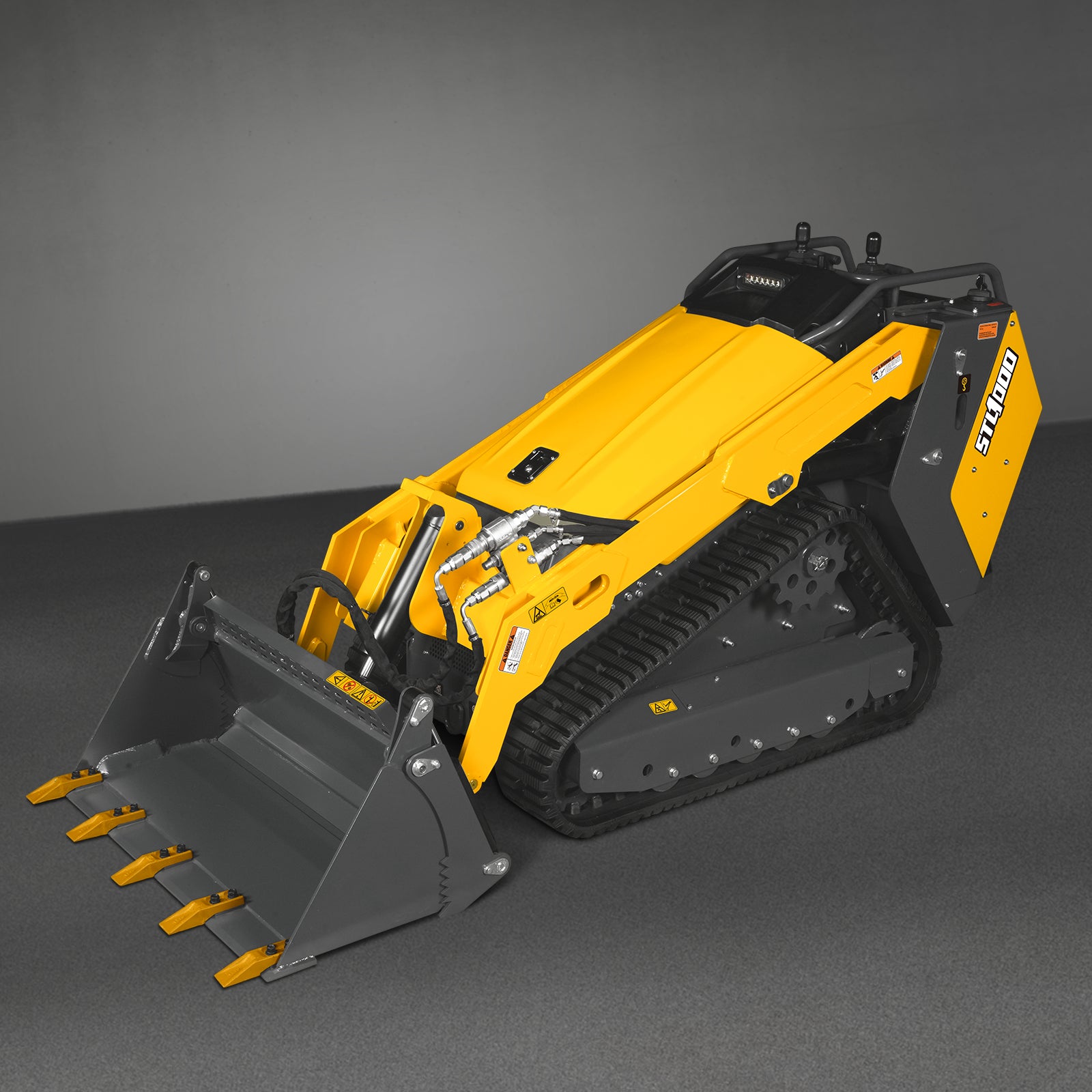 Mini Skid Steer Stand On Compact Track Loader ( 4 in 1 bucket included ) with 25HP KUBOTA D1105 Diesel Engine, Common Industry Interface (CII), CROBA STL1000