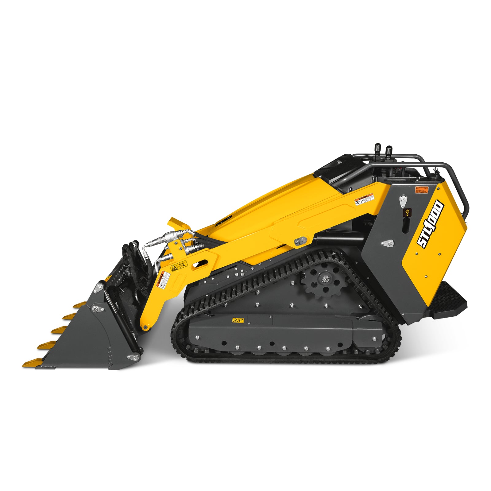 Mini Skid Steer Stand On Compact Track Loader ( 4 in 1 bucket included ) with 25HP KUBOTA D1105 Diesel Engine, Common Industry Interface (CII), CROBA STL1000