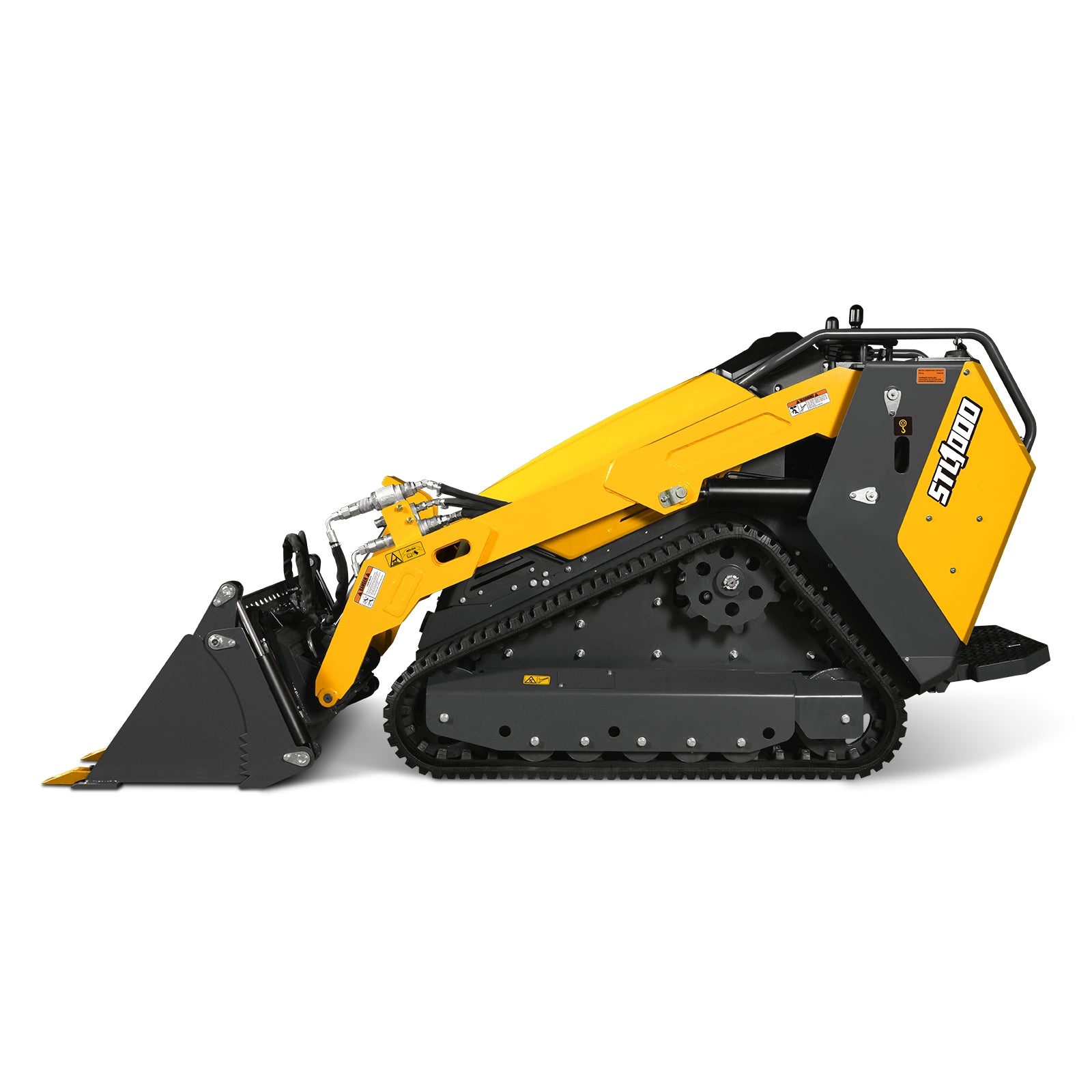 Mini Skid Steer Stand On Compact Track Loader ( 4 in 1 bucket included ) with 25HP KUBOTA D1105 Diesel Engine, Common Industry Interface (CII), CROBA STL1000