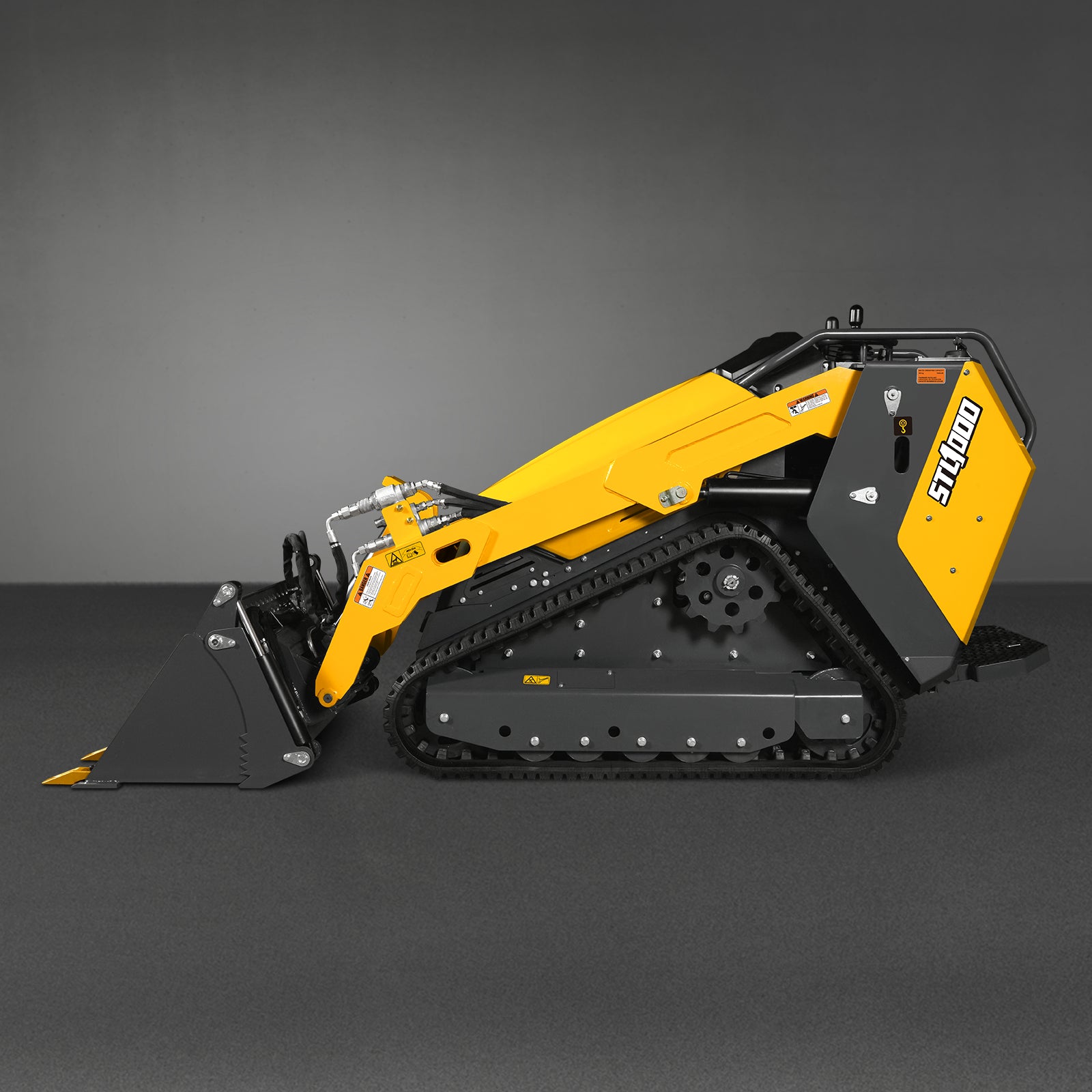 Mini Skid Steer Stand On Compact Track Loader ( 4 in 1 bucket included ) with 25HP KUBOTA D1105 Diesel Engine, Common Industry Interface (CII), CROBA STL1000
