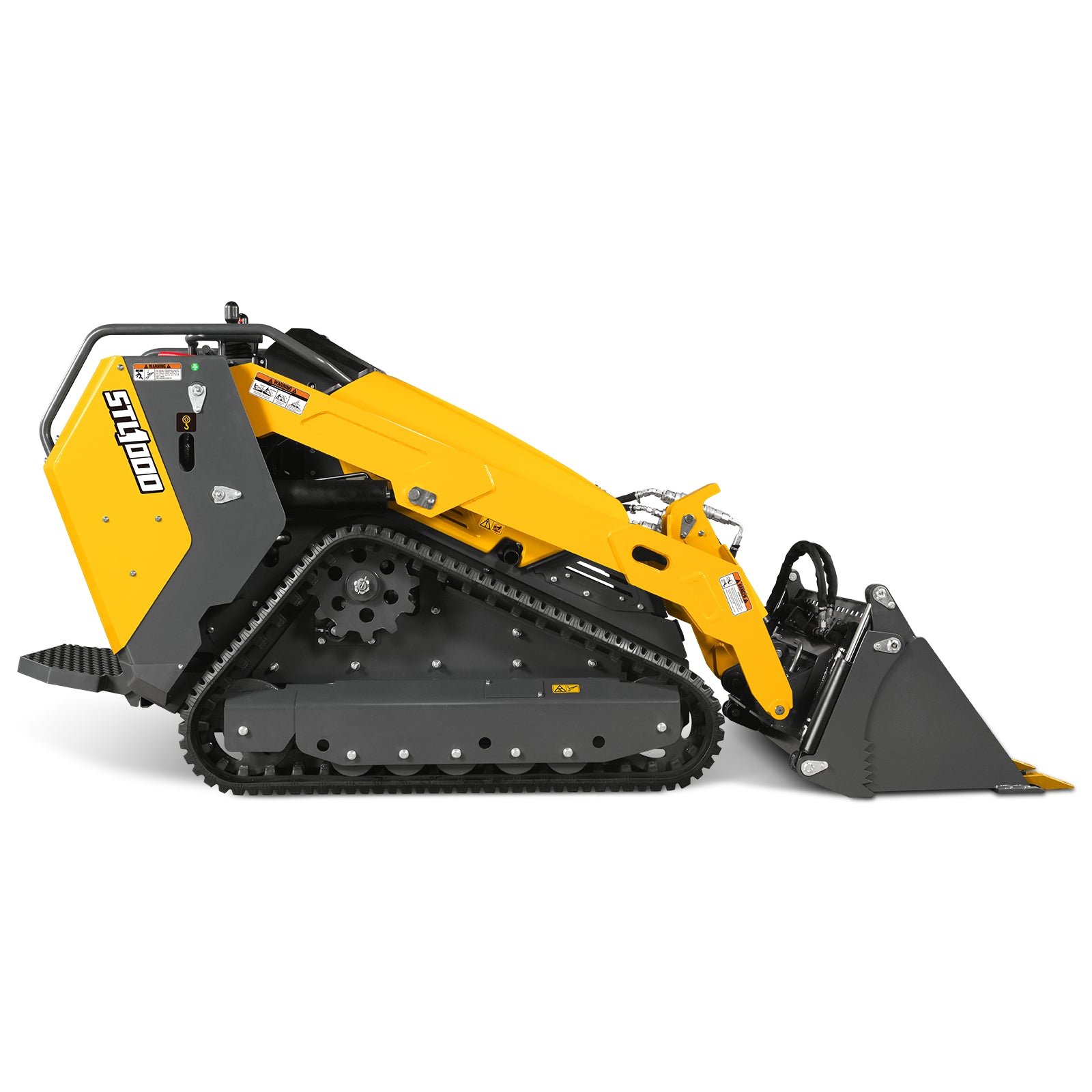 Mini Skid Steer Stand On Compact Track Loader ( 4 in 1 bucket included ) with 25HP KUBOTA D1105 Diesel Engine, Common Industry Interface (CII), CROBA STL1000