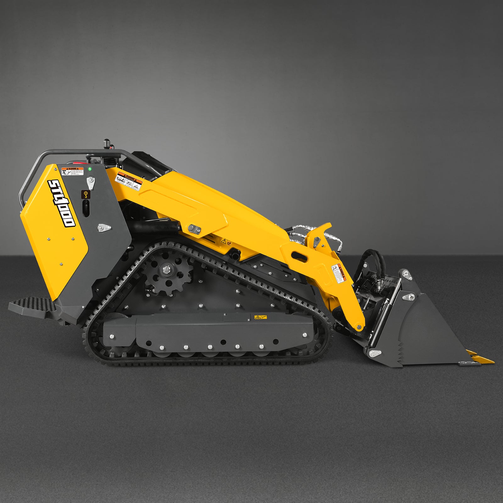 Mini Skid Steer Stand On Compact Track Loader ( 4 in 1 bucket included ) with 25HP KUBOTA D1105 Diesel Engine, Common Industry Interface (CII), CROBA STL1000