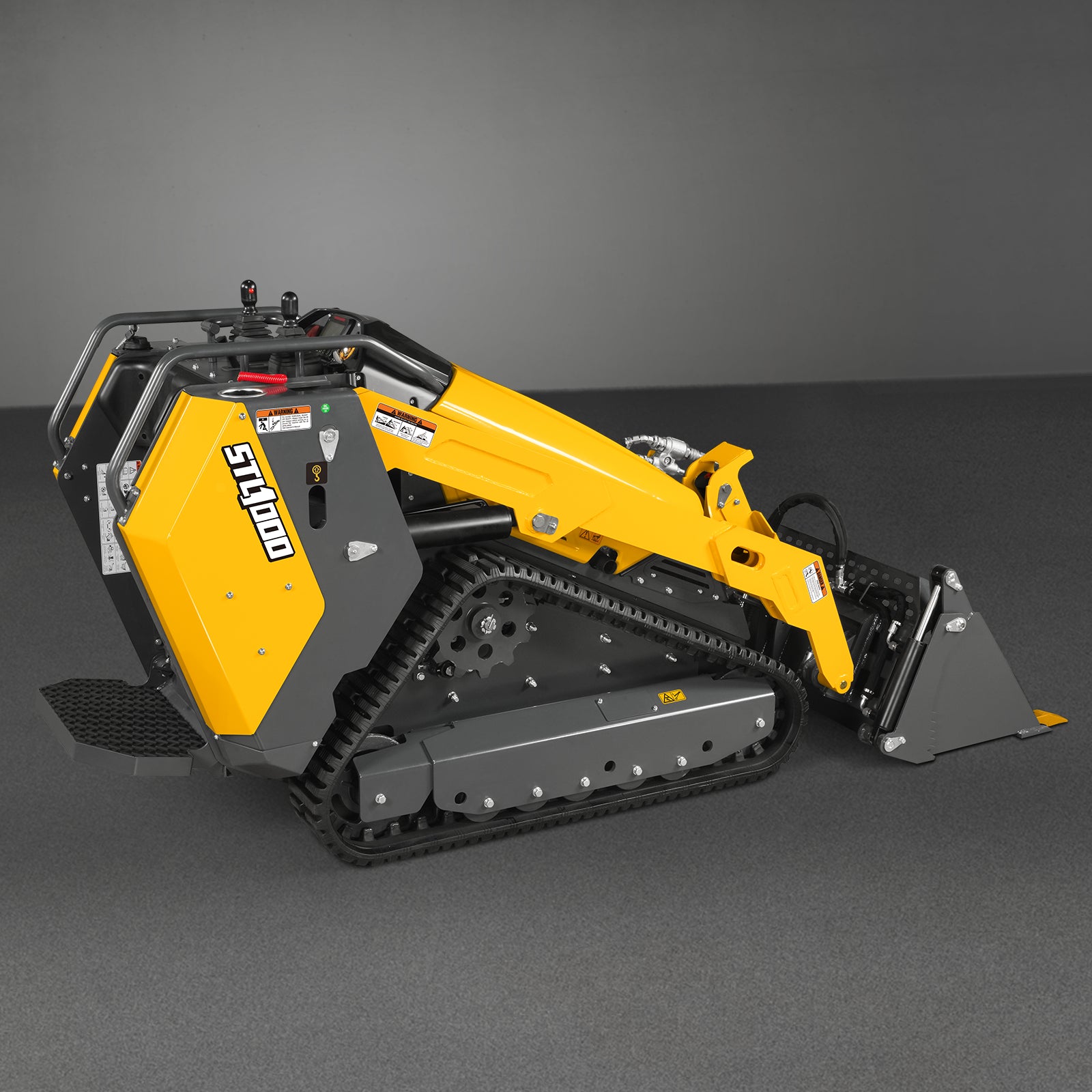 Mini Skid Steer Stand On Compact Track Loader ( 4 in 1 bucket included ) with 25HP KUBOTA D1105 Diesel Engine, Common Industry Interface (CII), CROBA STL1000