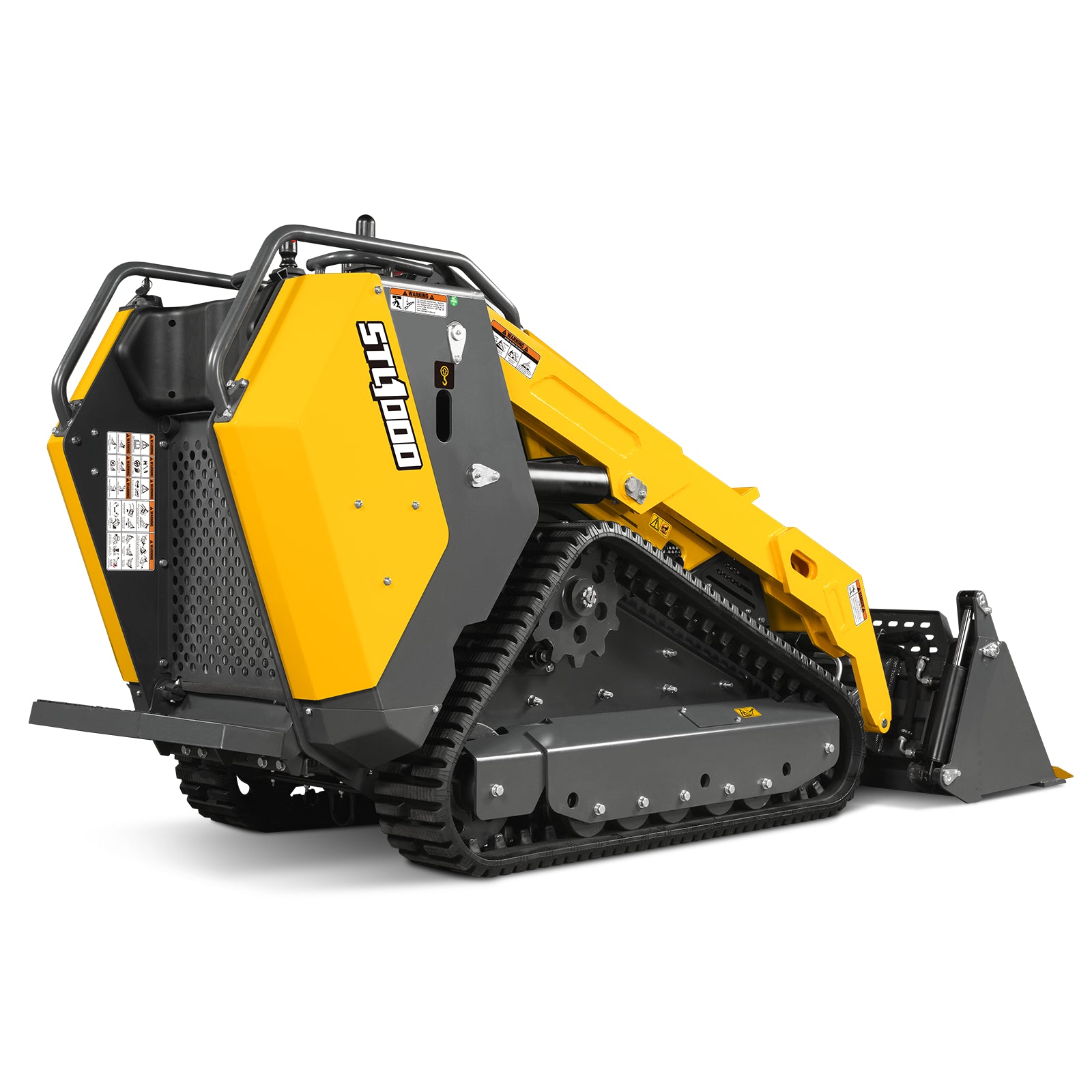 Mini Skid Steer Stand On Compact Track Loader ( 4 in 1 bucket included ) with 25HP KUBOTA D1105 Diesel Engine, Common Industry Interface (CII), CROBA STL1000