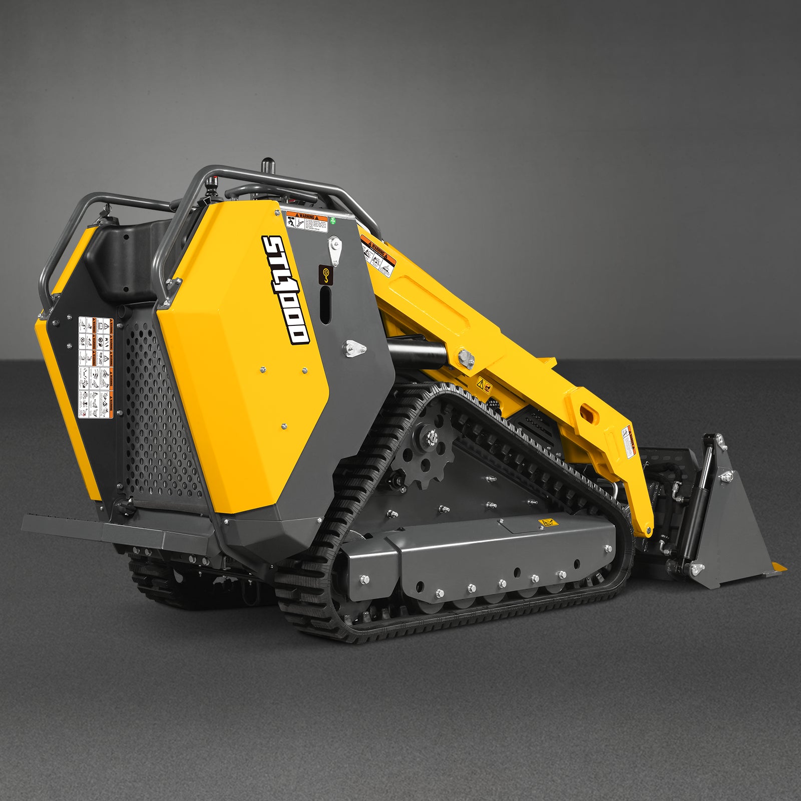 Mini Skid Steer Stand On Compact Track Loader ( 4 in 1 bucket included ) with 25HP KUBOTA D1105 Diesel Engine, Common Industry Interface (CII), CROBA STL1000