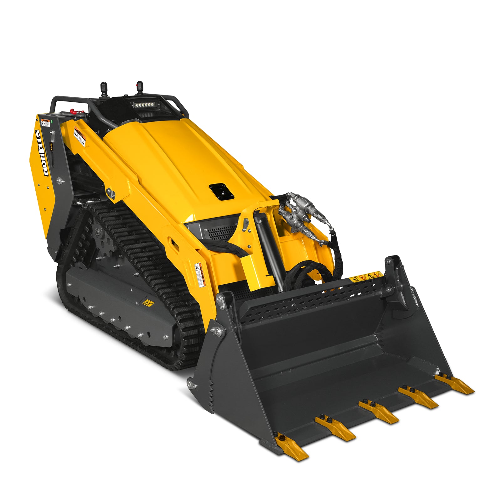 Mini Skid Steer Stand On Compact Track Loader ( 4 in 1 bucket included ) with 25HP KUBOTA D1105 Diesel Engine, Common Industry Interface (CII), CROBA STL1000