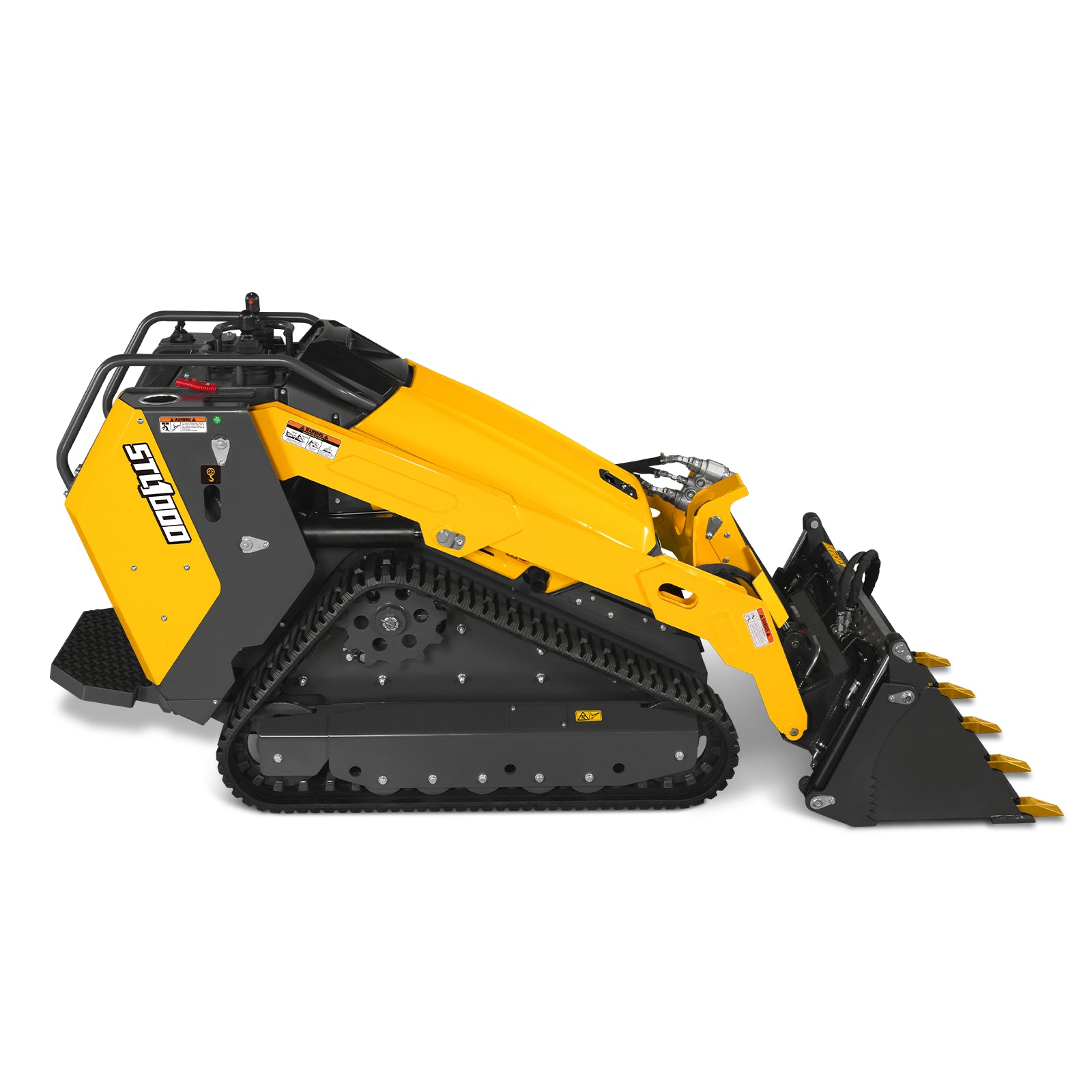Mini Skid Steer Stand On Compact Track Loader ( 4 in 1 bucket included ) with 25HP KUBOTA D1105 Diesel Engine, Common Industry Interface (CII), CROBA STL1000