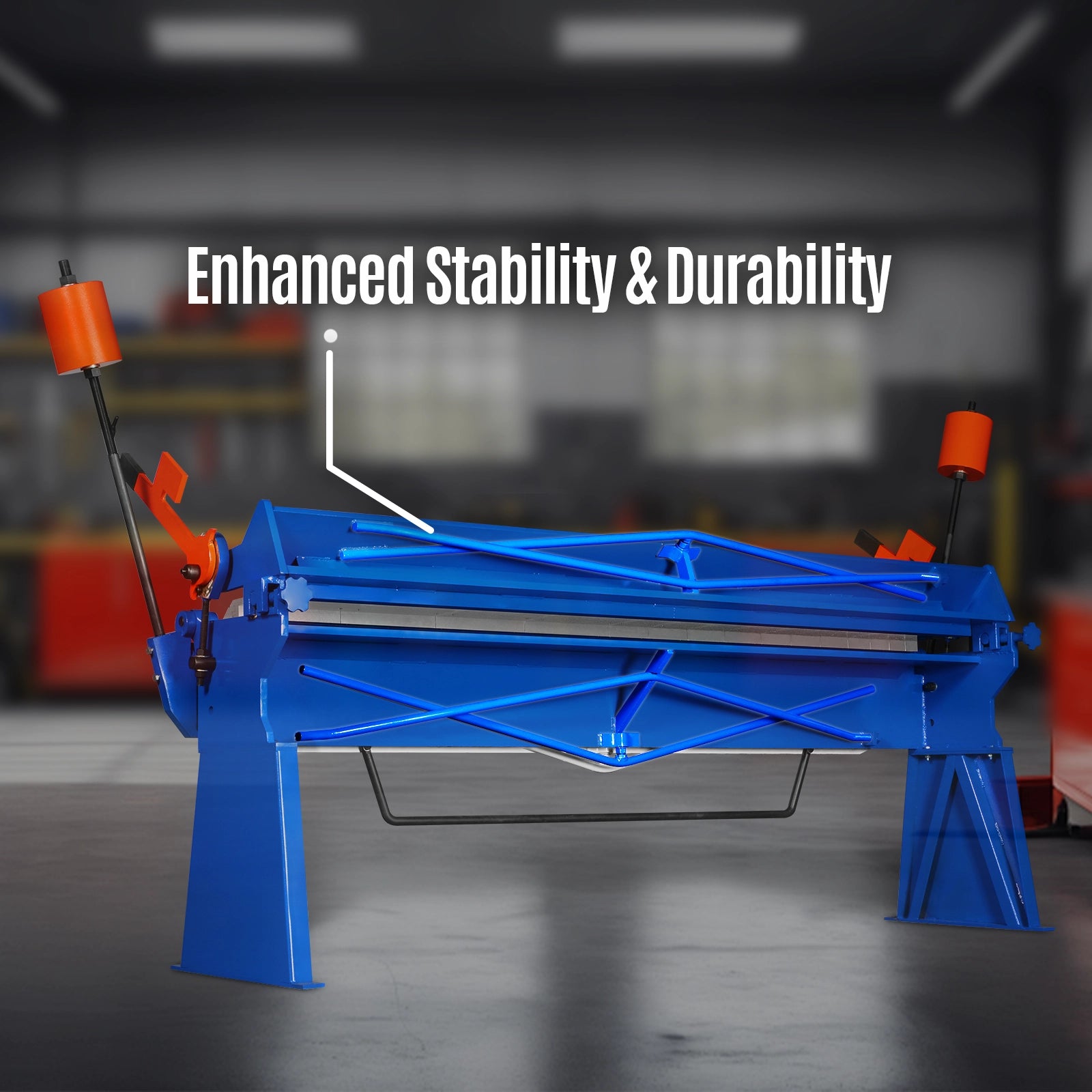 100-inch Manual Sheet Metal Brake - 12 Gauge Bending Capacity, Adjustable Fingers, 8 Ft. Heavy-Duty Steel Construction, Precision Bending for Box and Pan
