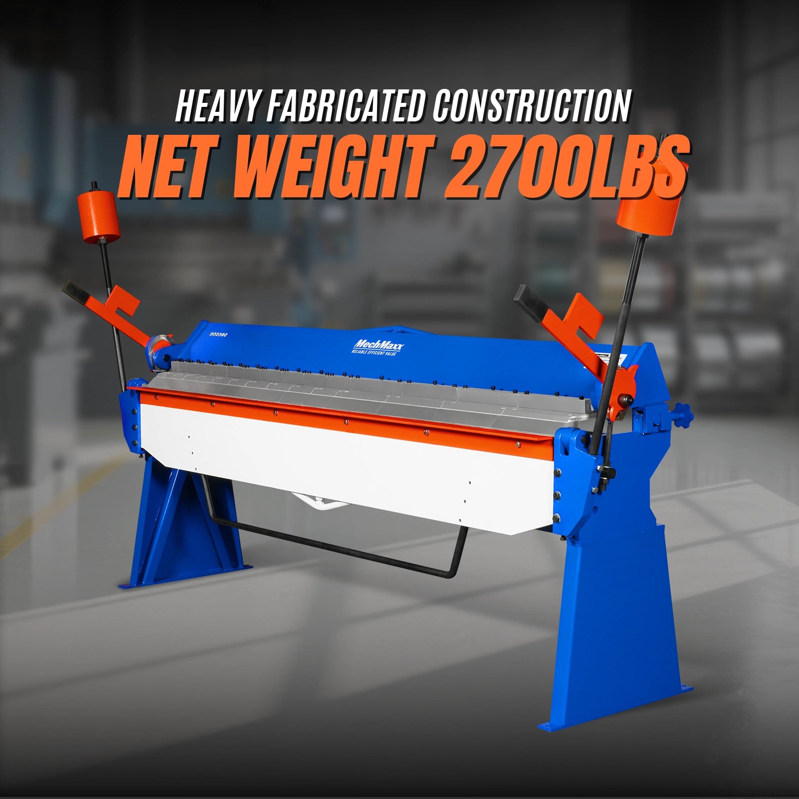 100-inch Manual Sheet Metal Brake - 12 Gauge Bending Capacity, Adjustable Fingers, 8 Ft. Heavy-Duty Steel Construction, Precision Bending for Box and Pan