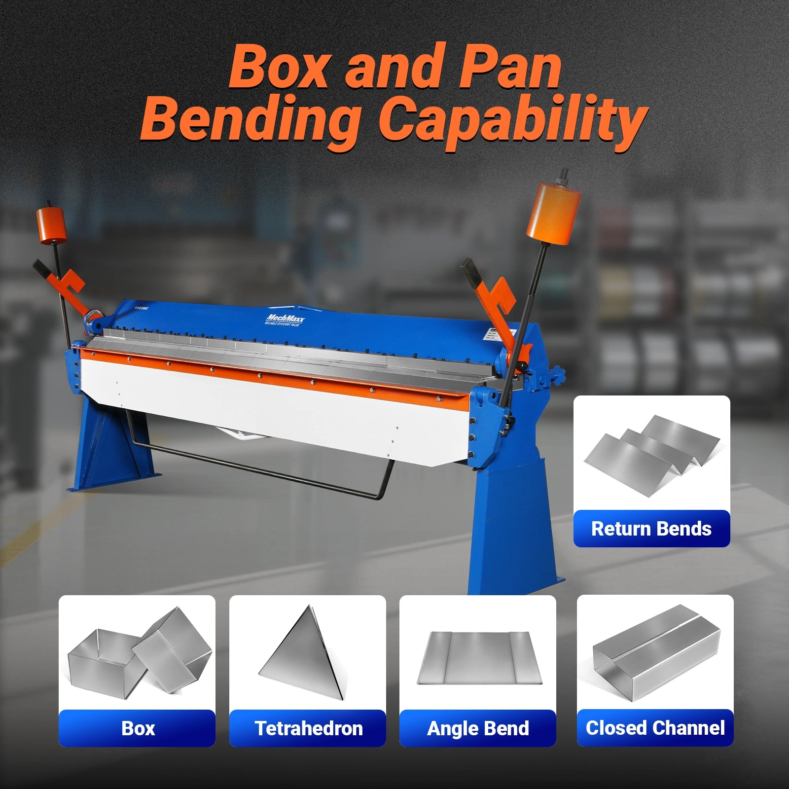 120-inch Manual Sheet Metal Brake - 14 Gauge Bending Capacity, Adjustable Fingers, Heavy-Duty Steel Construction, Precision Bending for Box and Pan
