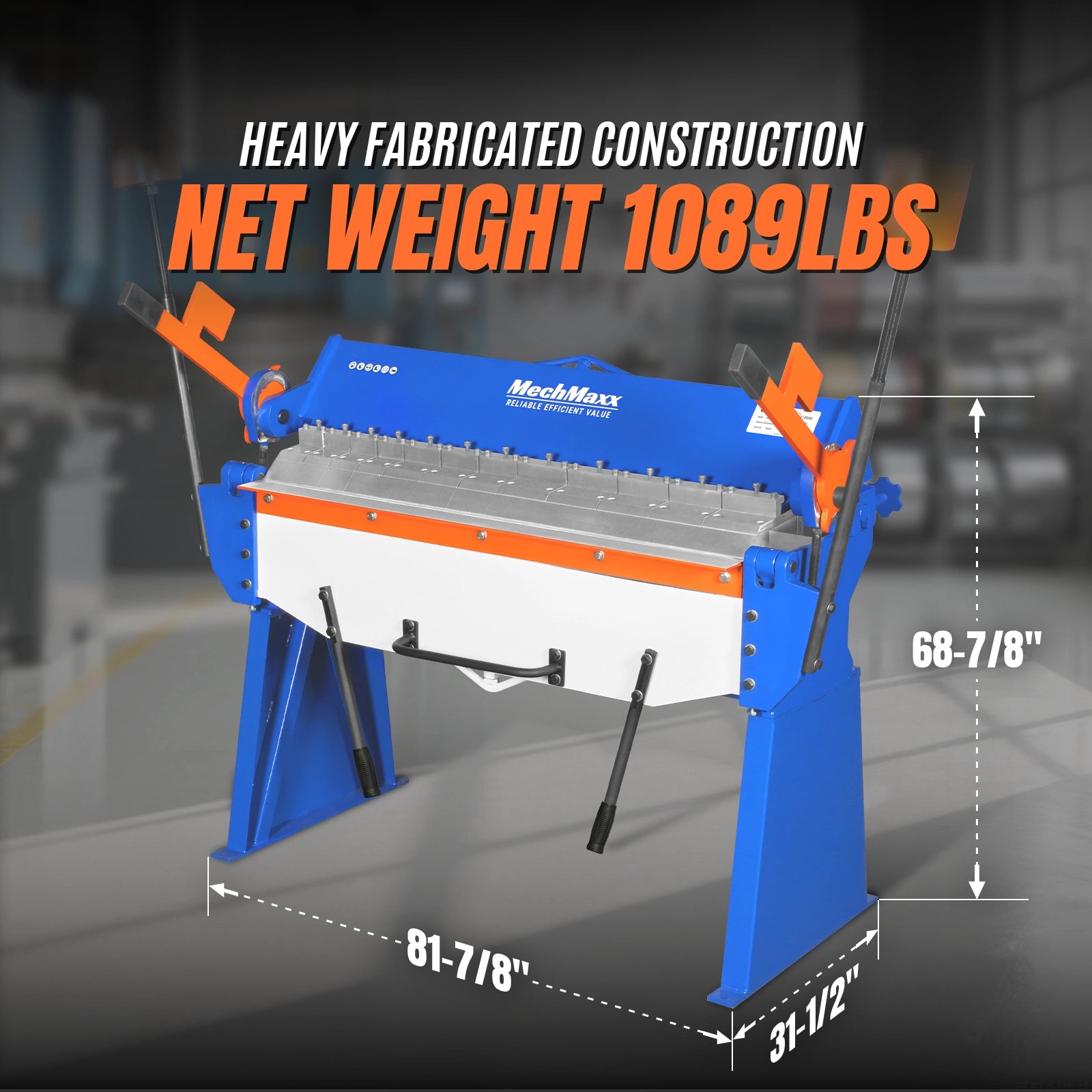 48” Manual Pan and Box Brake - Heavy Duty, Durable Construction, 12 Gauge Mild Steel, 135° Bending Angle, Individual Bending Fingers"