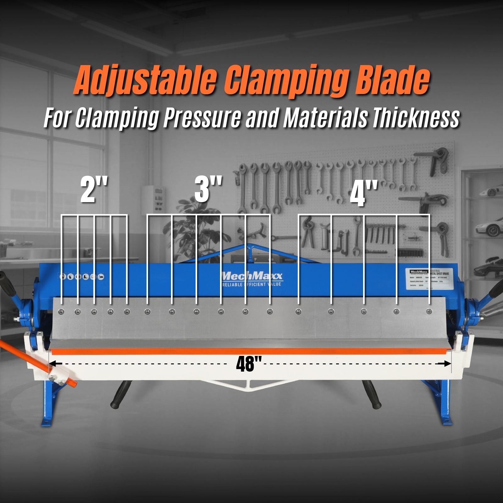 48" Manual Pan and Box Brake - 16 Gauge Mild Steel Capacity, 135° Bending Angle, 16 Precision Fingers, Durable Construction for Accurate Bends"