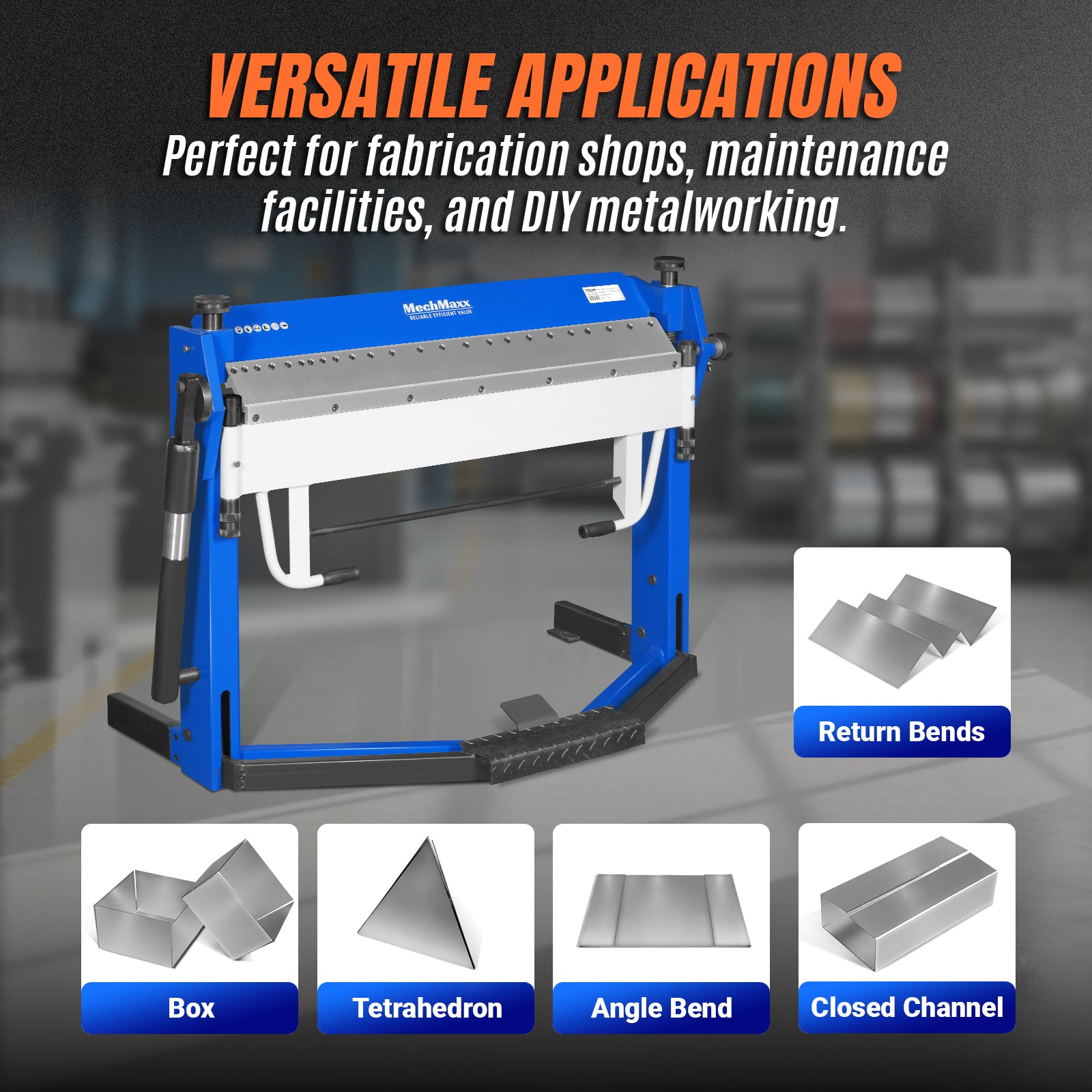 50-Inch Foot Clamp Pan and Box Brake, Light Duty Sheet Metal Folding Machine, 0–135° Bending Angle, 1.9" Clamping Lift, 2" Box Depth