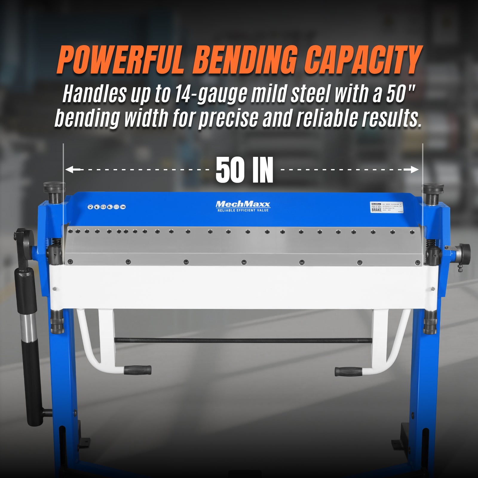50-Inch Foot Clamp Pan and Box Brake, Light Duty Sheet Metal Folding Machine, 0–135° Bending Angle, 1.9" Clamping Lift, 2" Box Depth