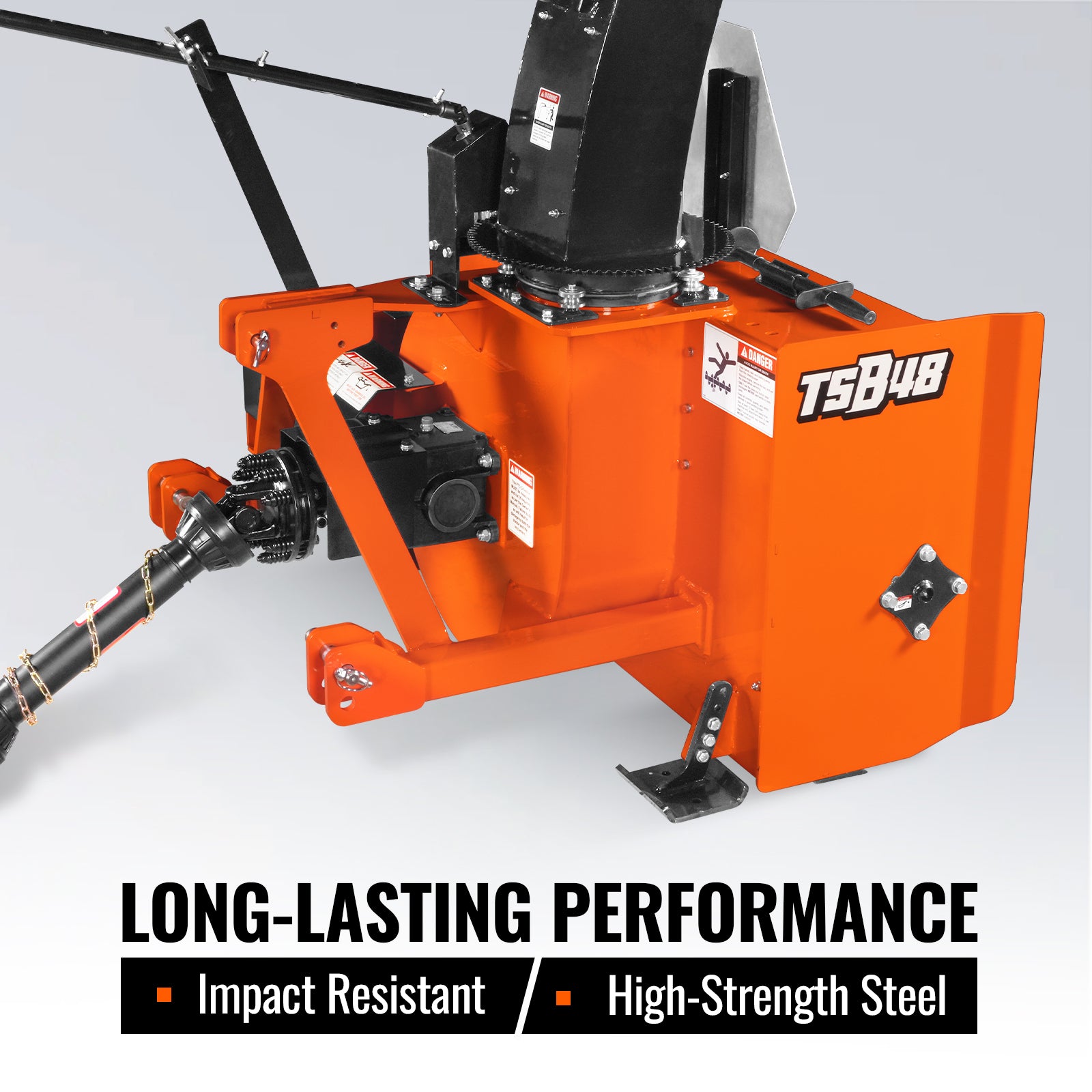 48" 3 Point PTO Snow Blower 24" Impeller Diameter 360° Snow Chute (PTO Shaft Included with Slip Clutch), 20-45 HP, TSB48T