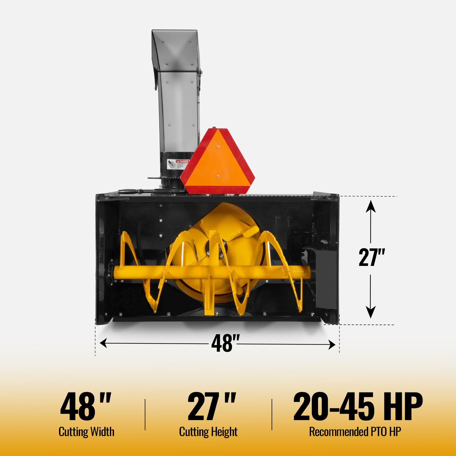 48" 3 Point PTO Snow Blower 24" Impeller Diameter 360° Snow Chute (PTO Shaft Included with Slip Clutch), 20-45 HP, TSB48