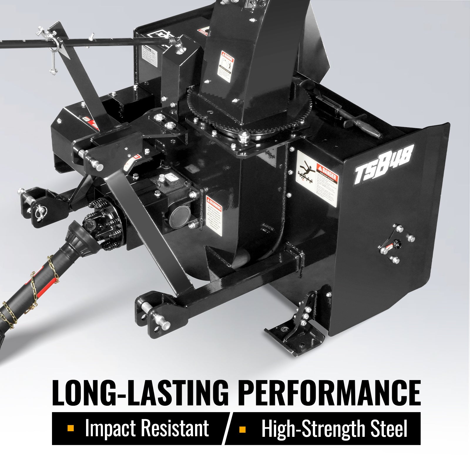 48" 3 Point PTO Snow Blower 24" Impeller Diameter 360° Snow Chute (PTO Shaft Included with Slip Clutch), 20-45 HP, TSB48