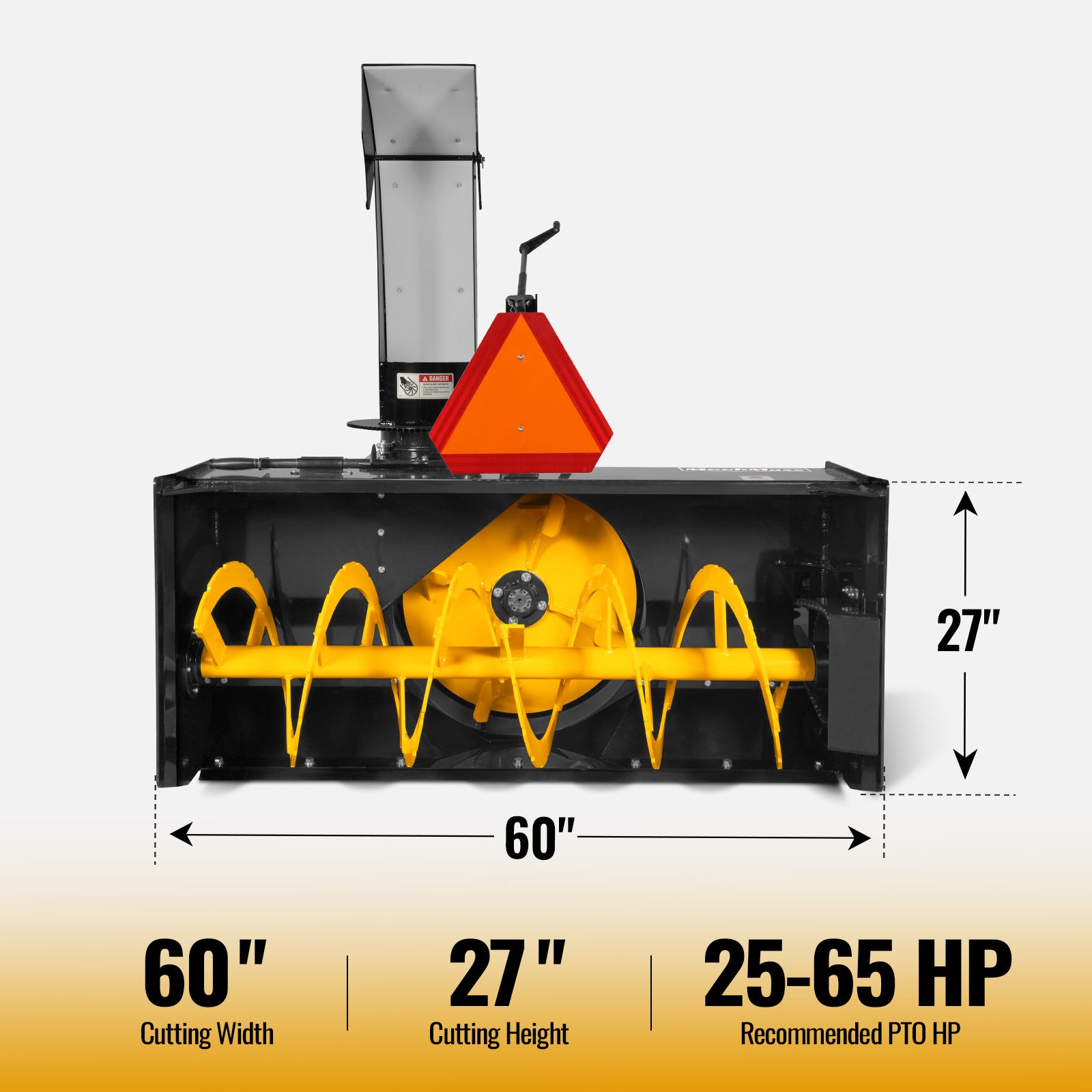 60" 3 Point PTO Snow Blower 24" Impeller Diameter 360° Snow Chute (PTO Shaft Included with Slip Clutch), 25-65 HP, TSB60