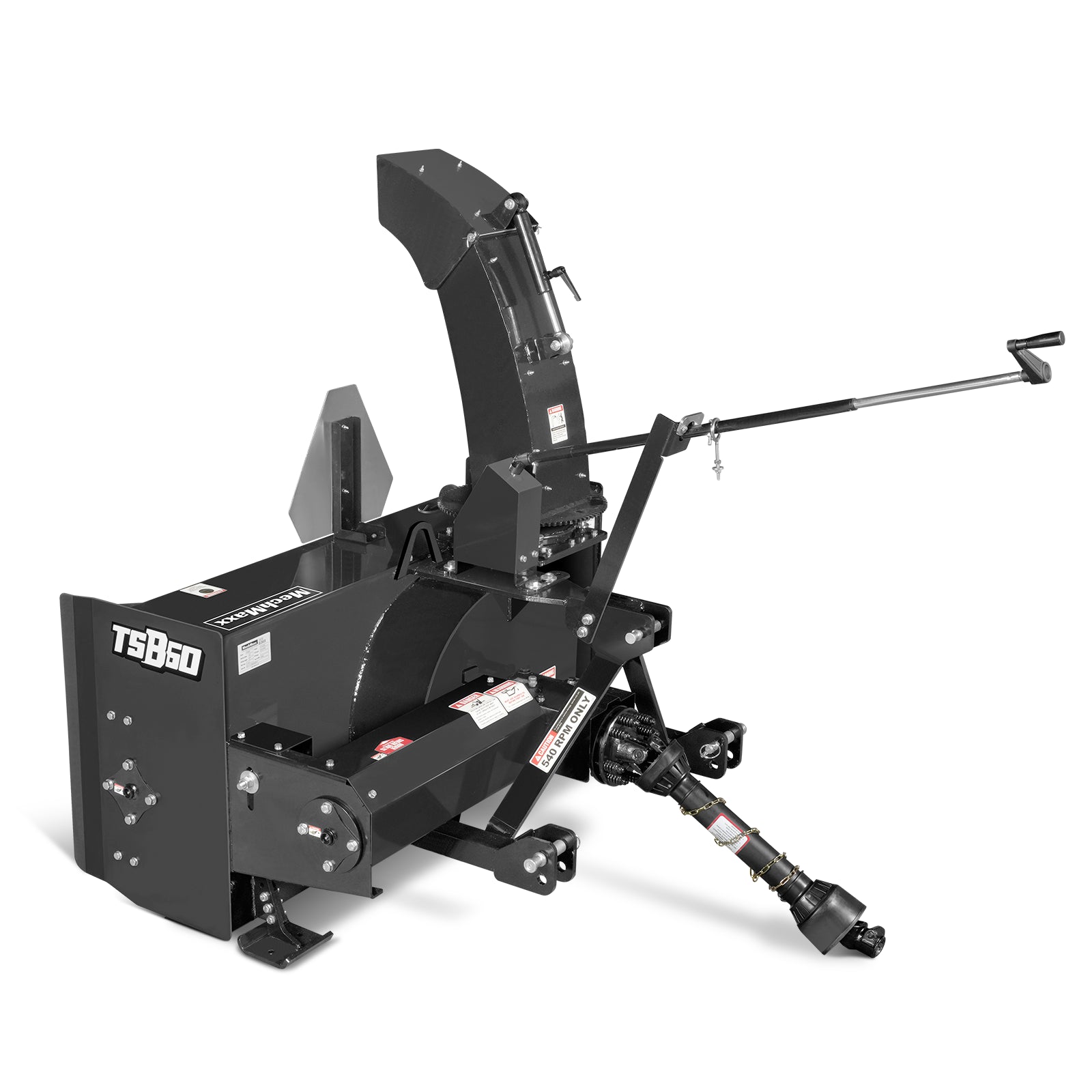 60" 3 Point PTO Snow Blower 24" Impeller Diameter 360° Snow Chute (PTO Shaft Included with Slip Clutch), 25-65 HP, TSB60