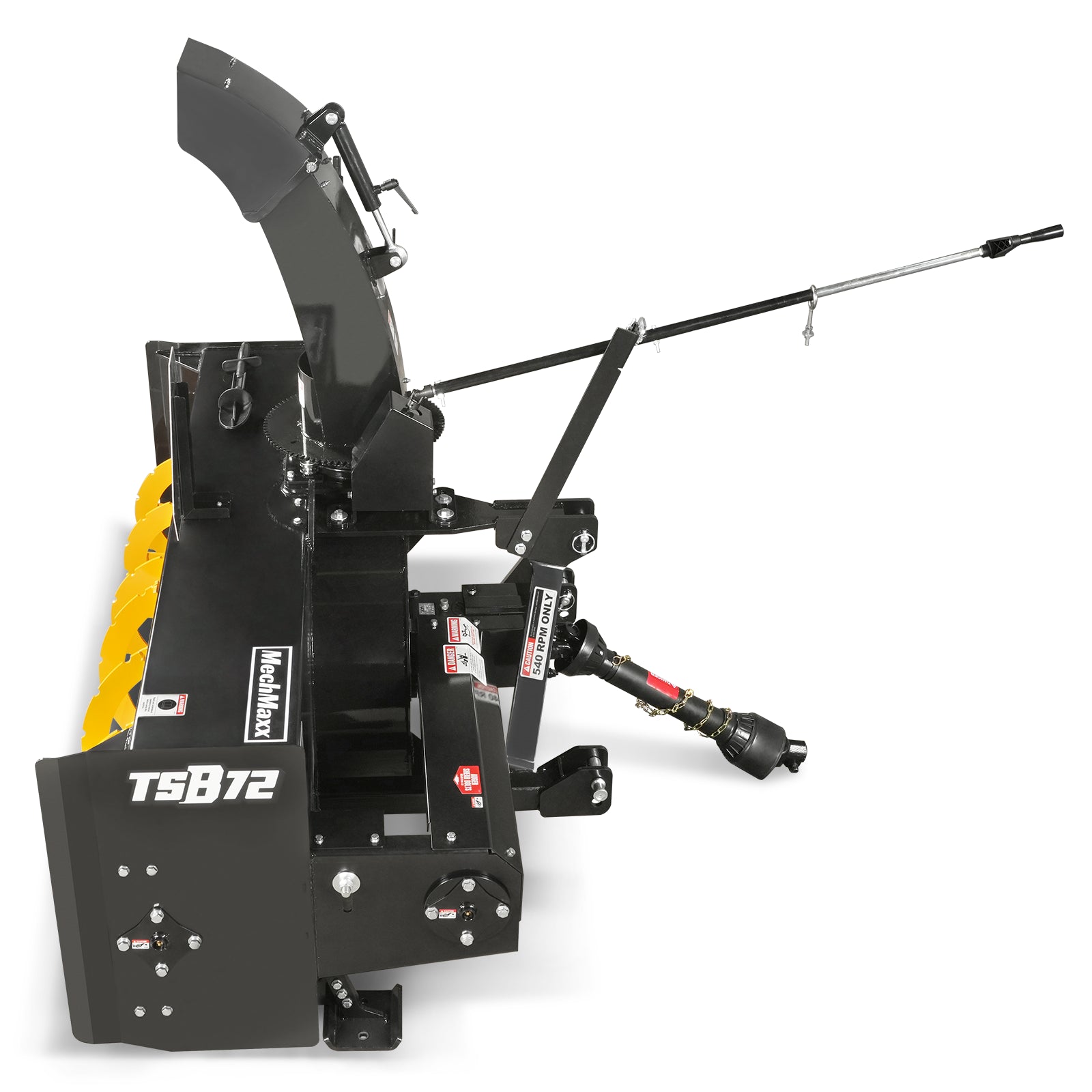 72" 3 Point PTO Snow Blower 24" Impeller Diameter 360° Snow Chute (PTO Shaft Included with Slip Clutch), 30-75 HP, TSB72