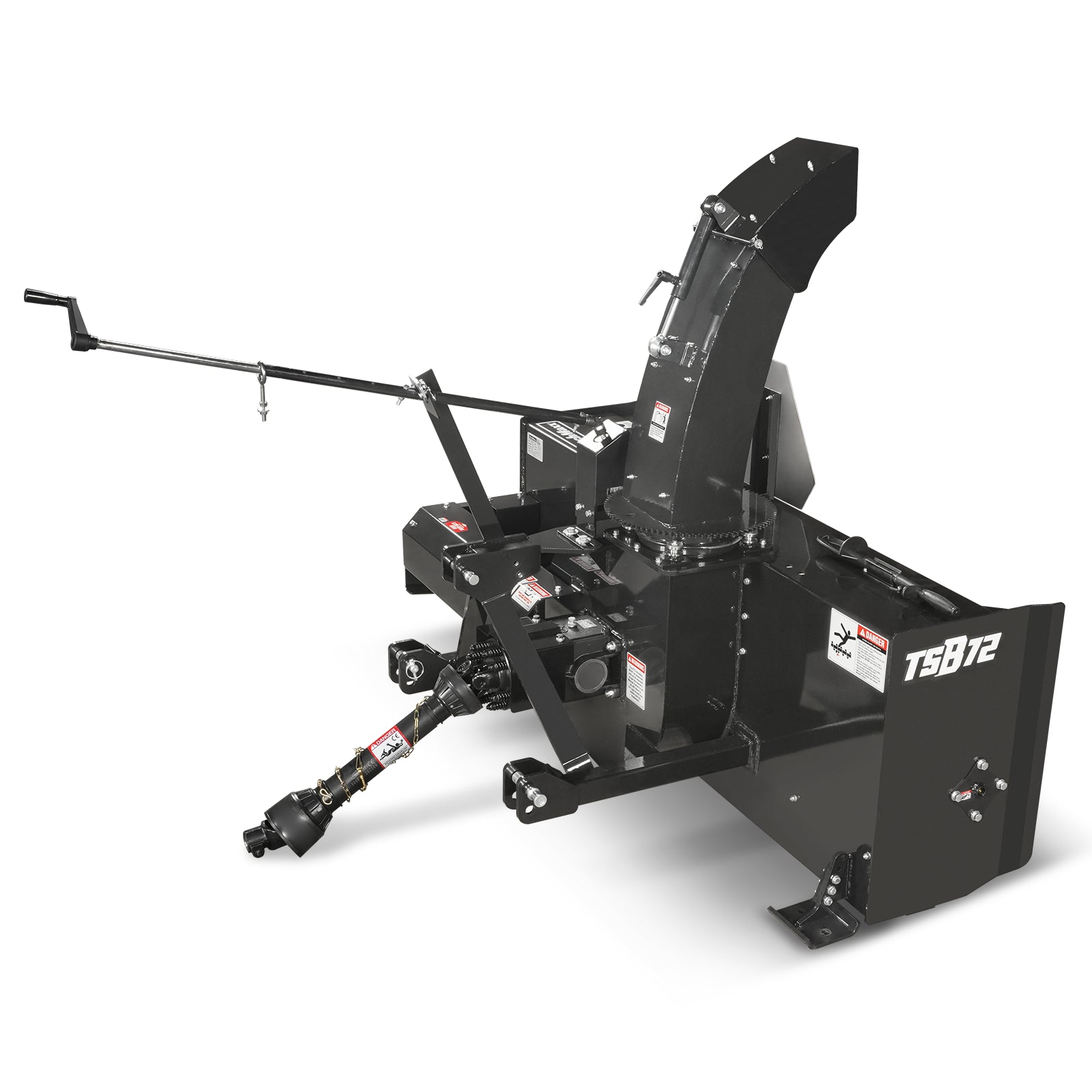 72" 3 Point PTO Snow Blower 24" Impeller Diameter 360° Snow Chute (PTO Shaft Included with Slip Clutch), 30-75 HP, TSB72