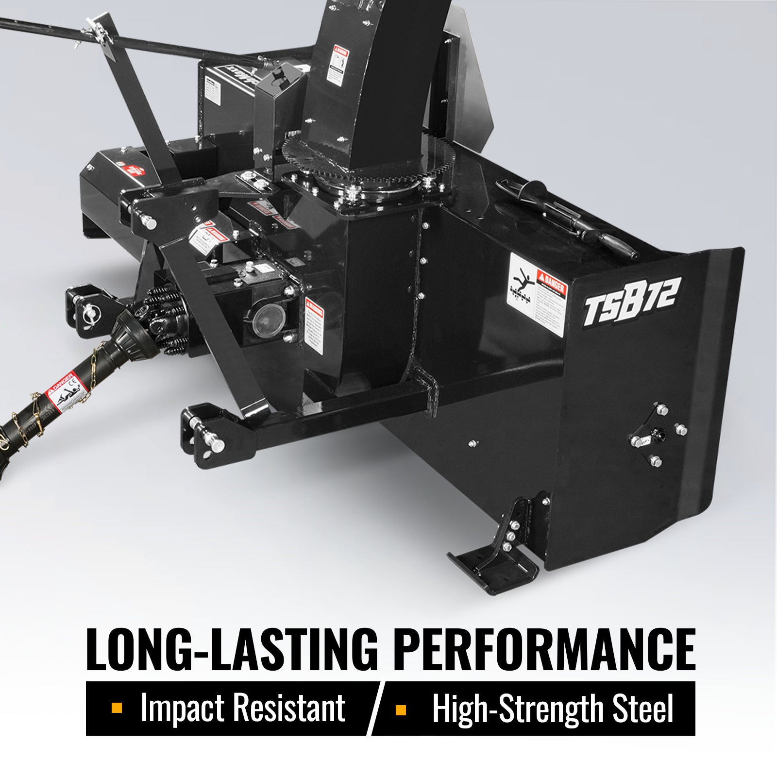 72" 3 Point PTO Snow Blower 24" Impeller Diameter 360° Snow Chute (PTO Shaft Included with Slip Clutch), 30-75 HP, TSB72