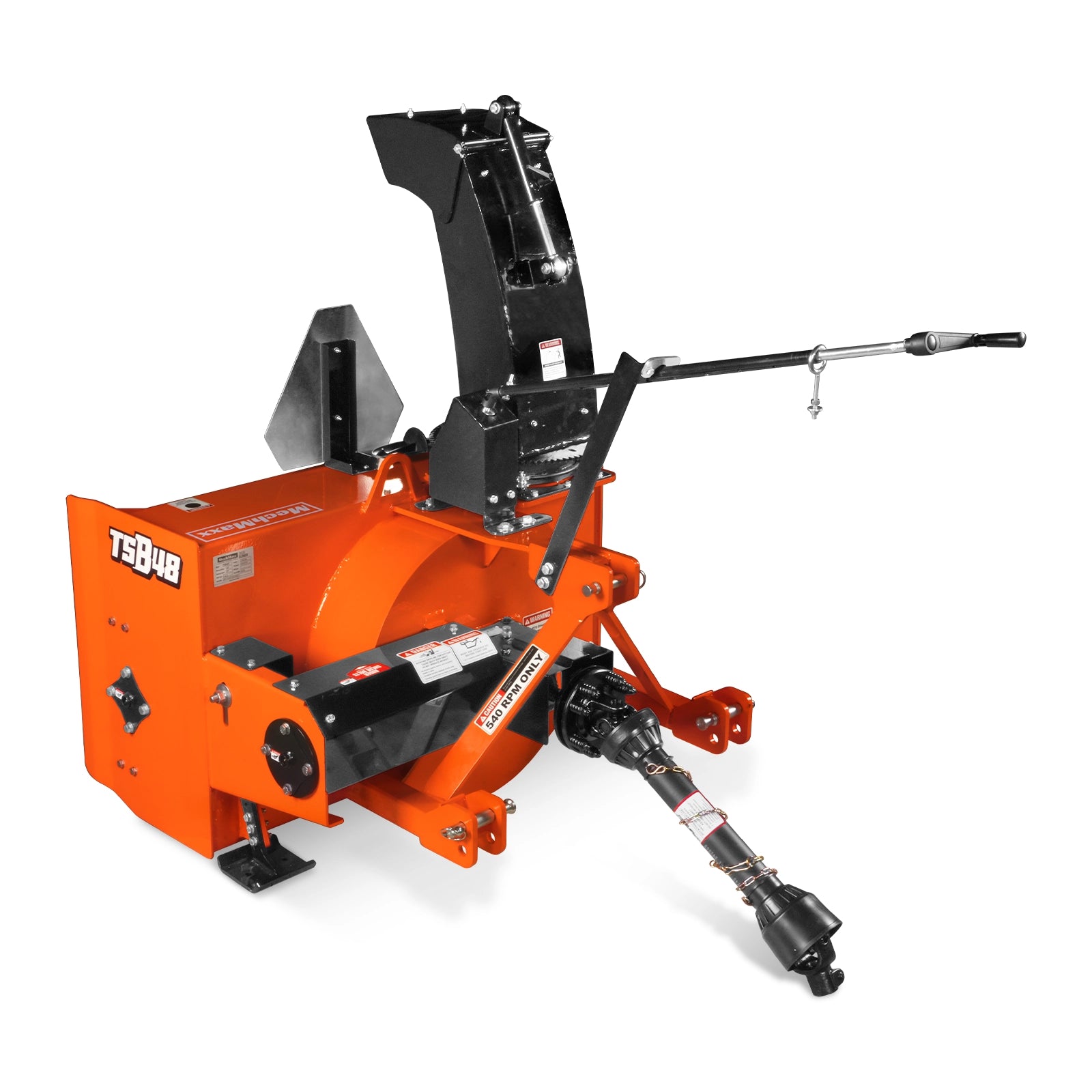 48" 3 Point PTO Snow Blower 24" Impeller Diameter 360° Snow Chute (PTO Shaft Included with Slip Clutch), 20-45 HP, TSB48T