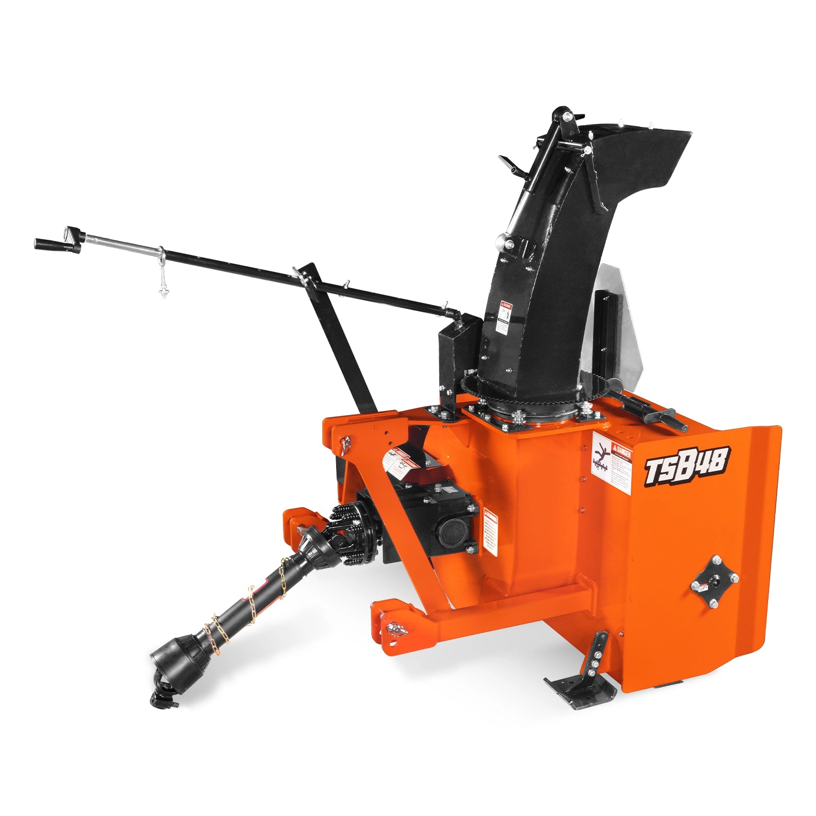 48" 3 Point PTO Snow Blower 24" Impeller Diameter 360° Snow Chute (PTO Shaft Included with Slip Clutch), 20-45 HP, TSB48T