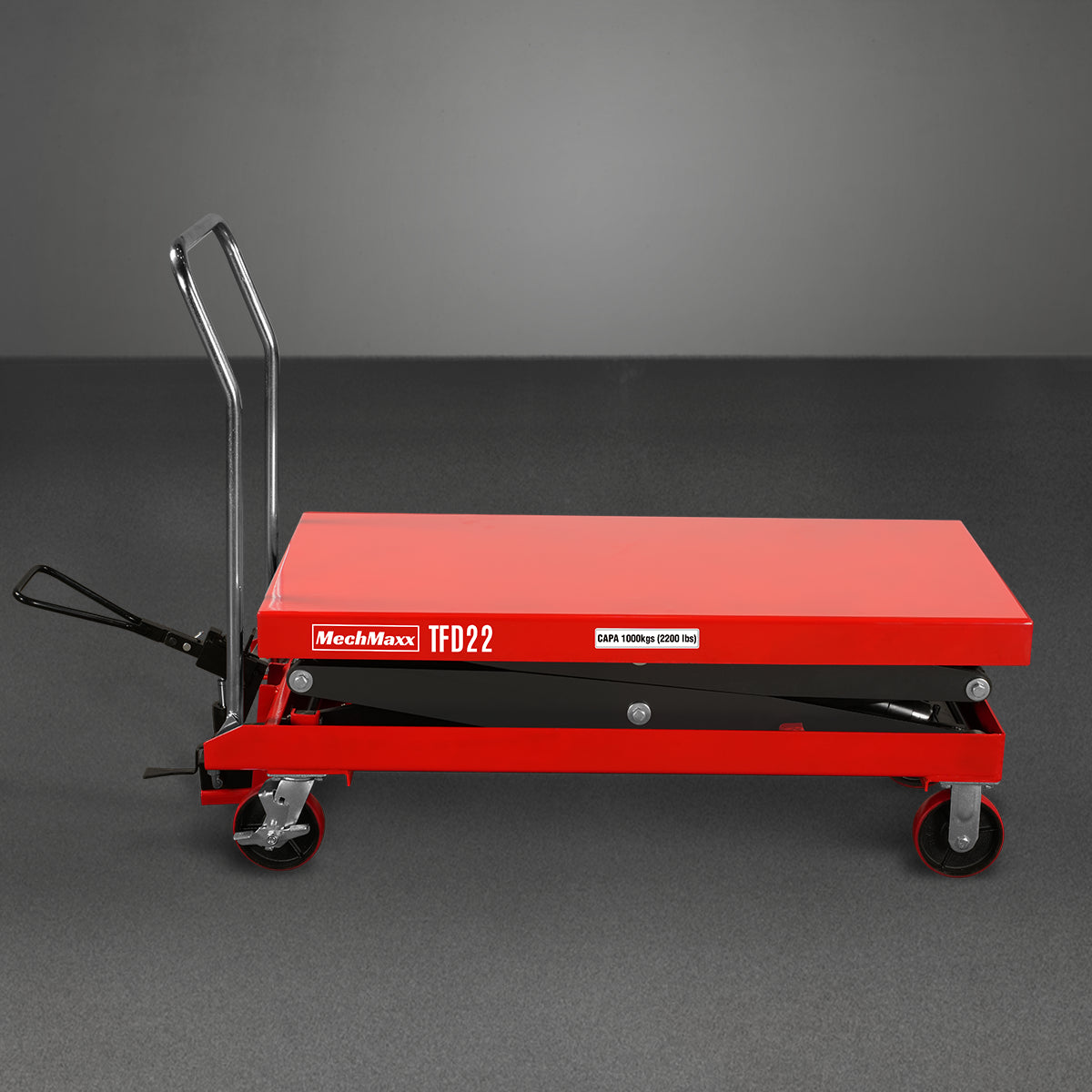 Mobile Double Scissor Lift Table Cart 2200lbs Capacity, Platform Size, 47.2” x 24”, Height 66.9” , TFD22