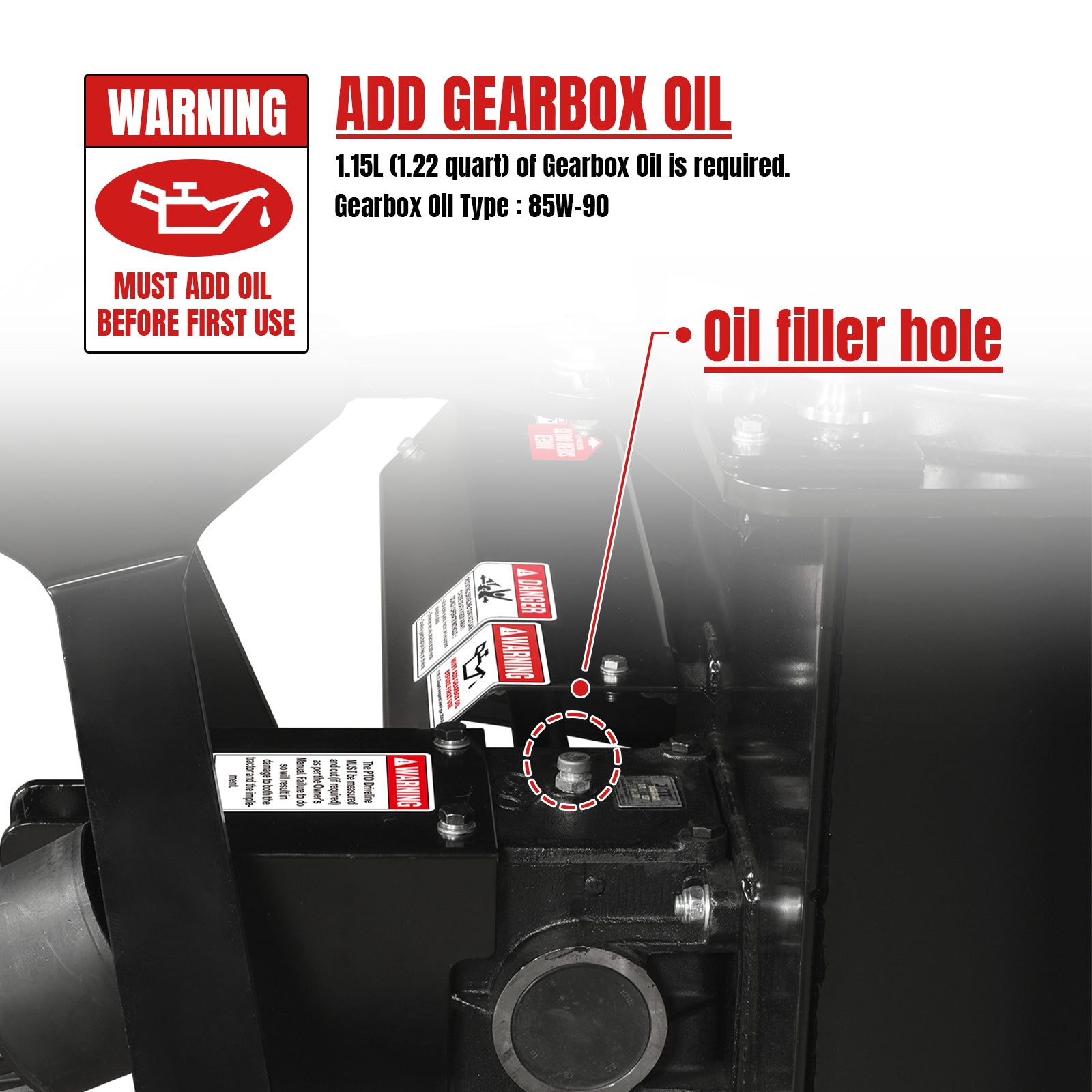 60" 3 Point PTO Snow Blower 24" Impeller Diameter 360° Snow Chute (PTO Shaft Included with Slip Clutch), 25-65 HP, TSB60