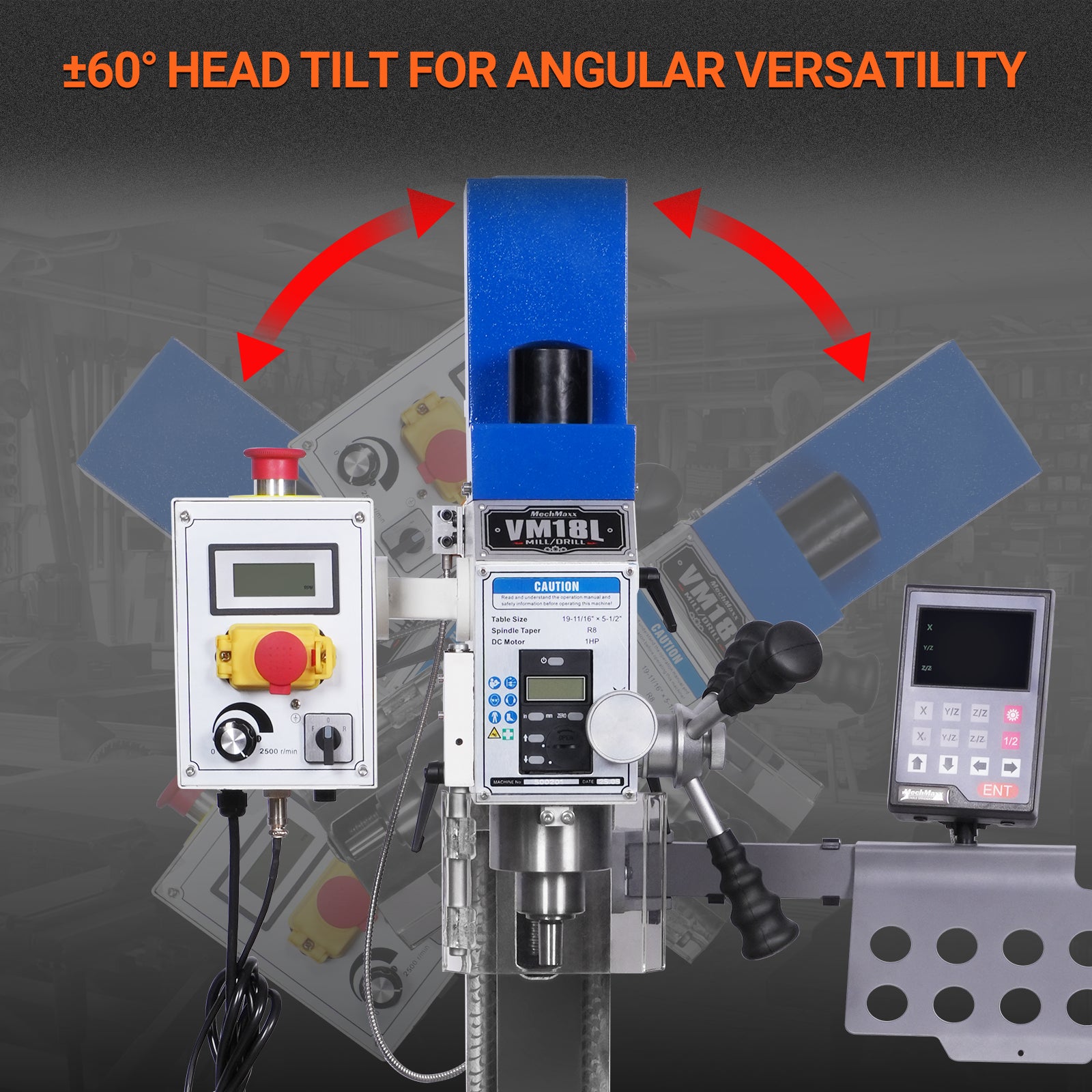 6"x20'' Benchtop Mill Drill Machine with DRO Brushless Motor, Variable Speed, R8 Spindle, 1 HP, 110V, Compact Milling Drilling Tool for Garage Shop, DIY Metalworking without Stand