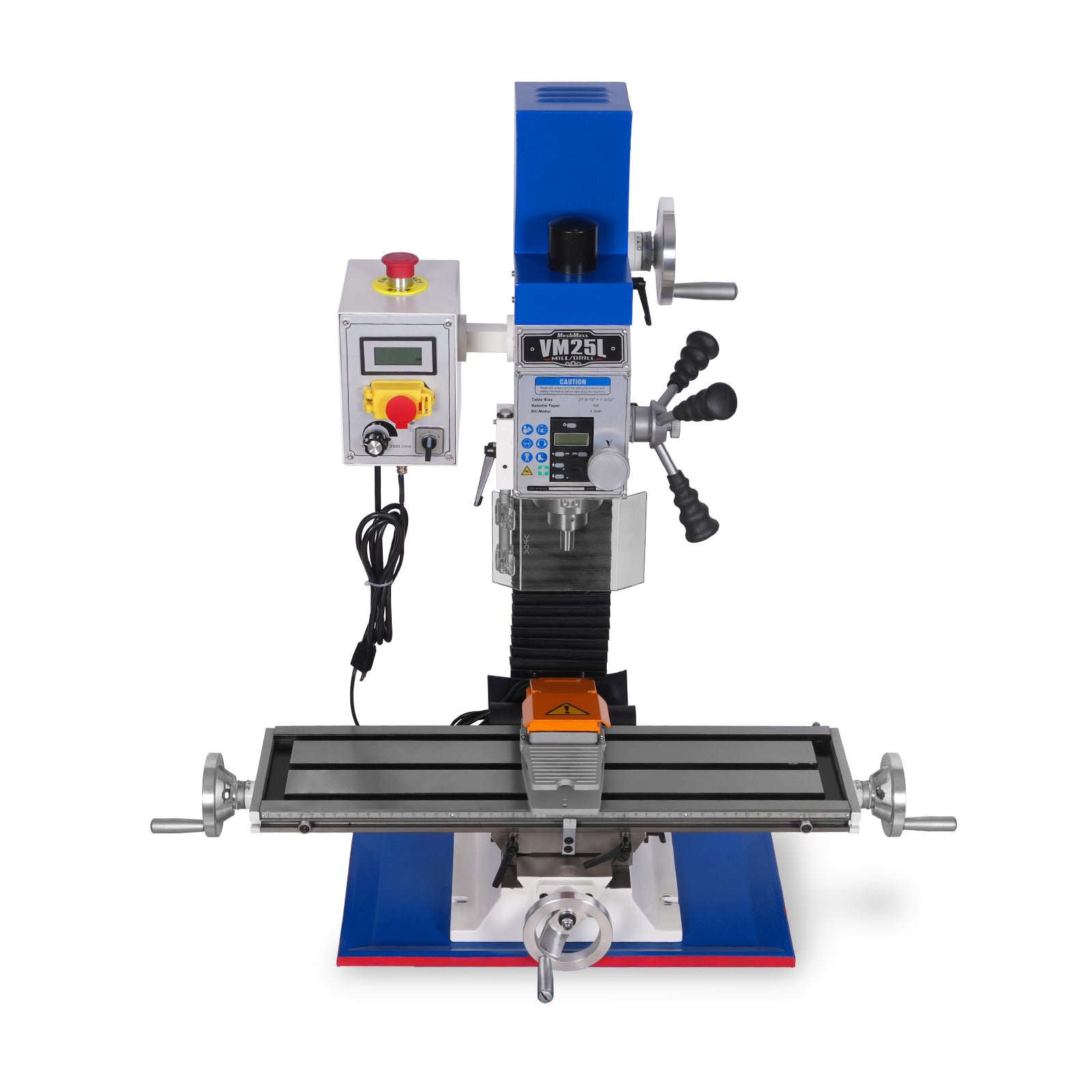7‘’ x 27-1/2‘’ Benchtop Mini Mill Drill Machine, Variable Speed, Brshless Motor, R8 Spindle, 1.5 HP, 110V, Compact Milling Drilling Tool for Garage Shop, DIY Metalworking without Stand