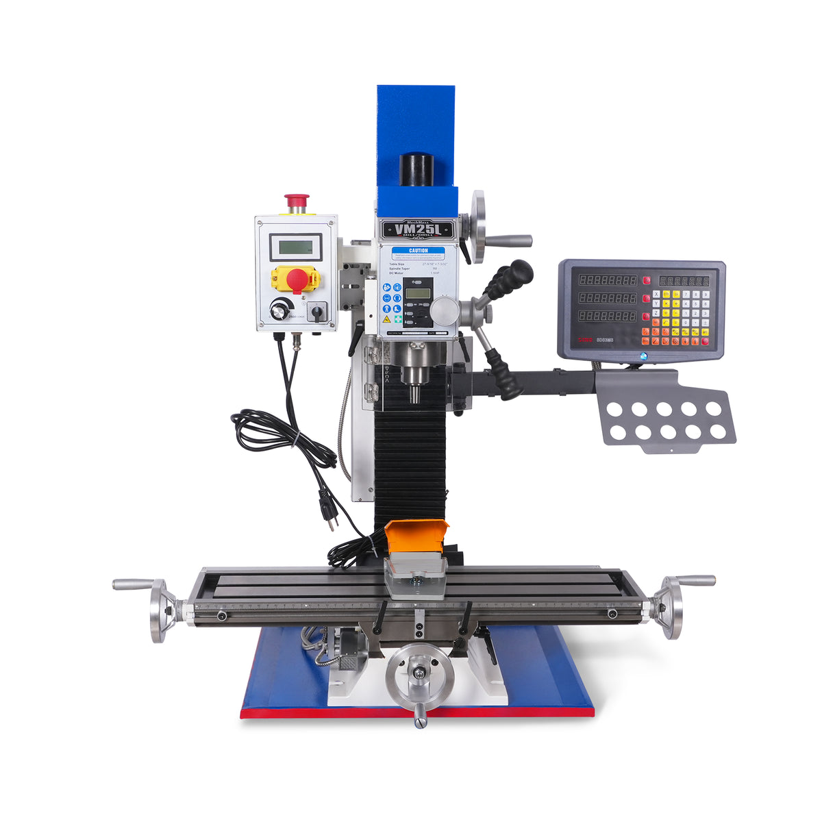 1.5HP 7‘’x 27-1/2‘’ Benchtop Mini Mill Drill Machine, Variable Speed, R8 Spindle, Brushless Motor, 110V, Compact Milling Drilling Tool for Garage Shop, DIY Metalworking without Stand