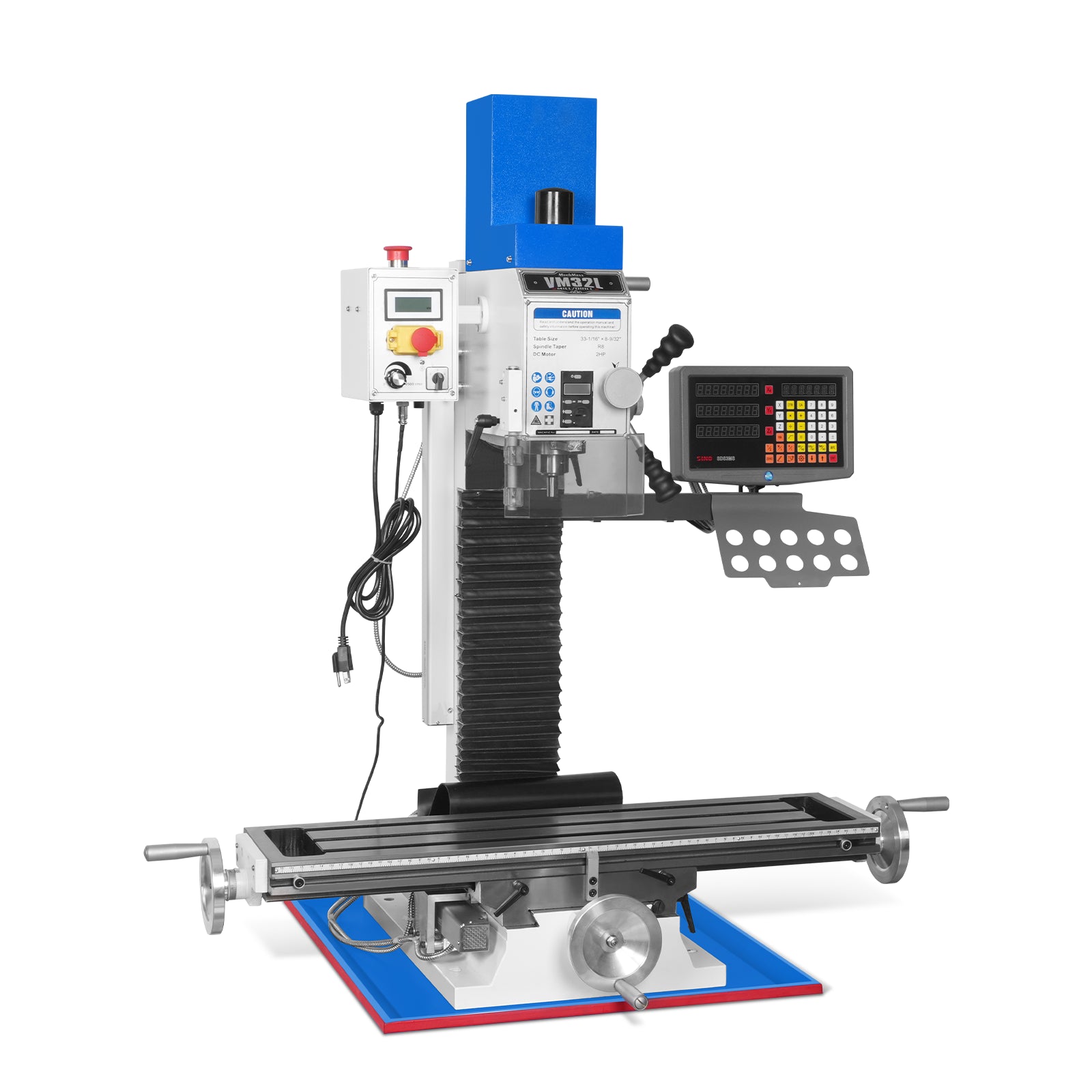 8-1/4"x33'' Industrial Benchtop Mill Drill Machine with DRO, Variable Speed, Brushless Motor, R8 Spindle, 2 HP, 110V, Compact Milling Drilling Tool for Garage Shop, DIY Metalworking without Stand